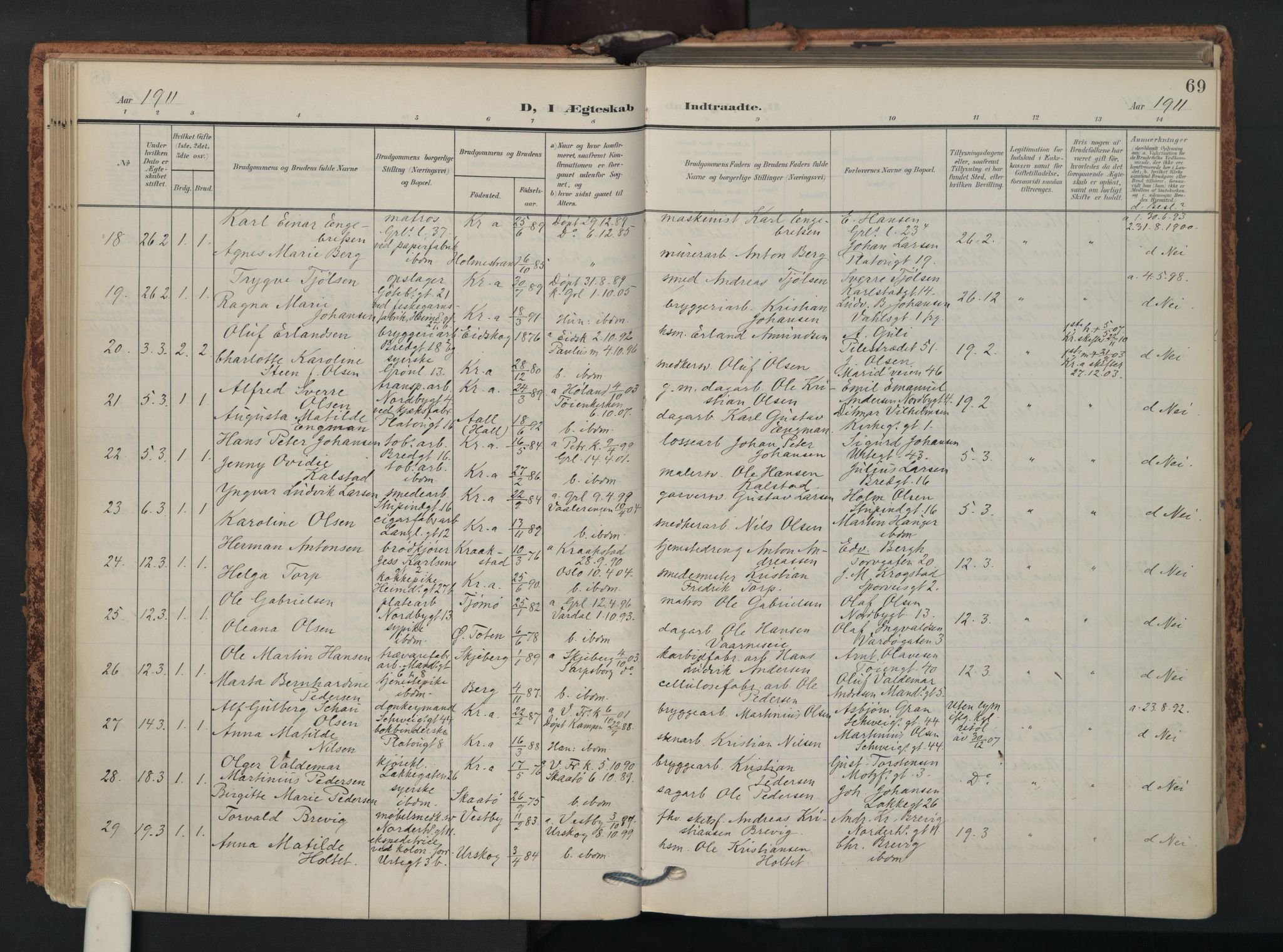 Grønland prestekontor Kirkebøker, SAO/A-10848/F/Fa/L0017: Parish register (official) no. 17, 1906-1934, p. 69