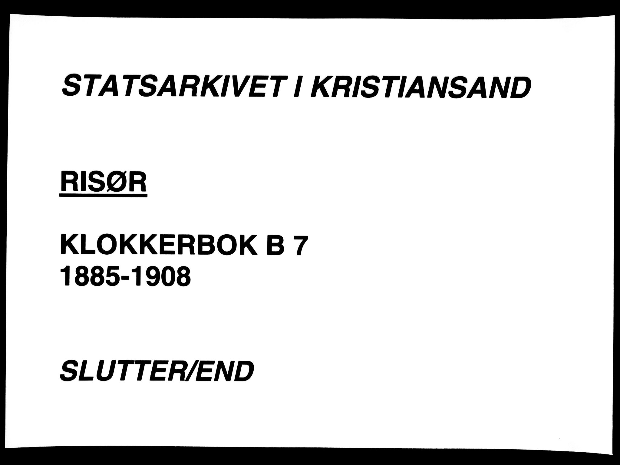 Risør sokneprestkontor, SAK/1111-0035/F/Fb/L0007: Parish register (copy) no. B 7, 1885-1908