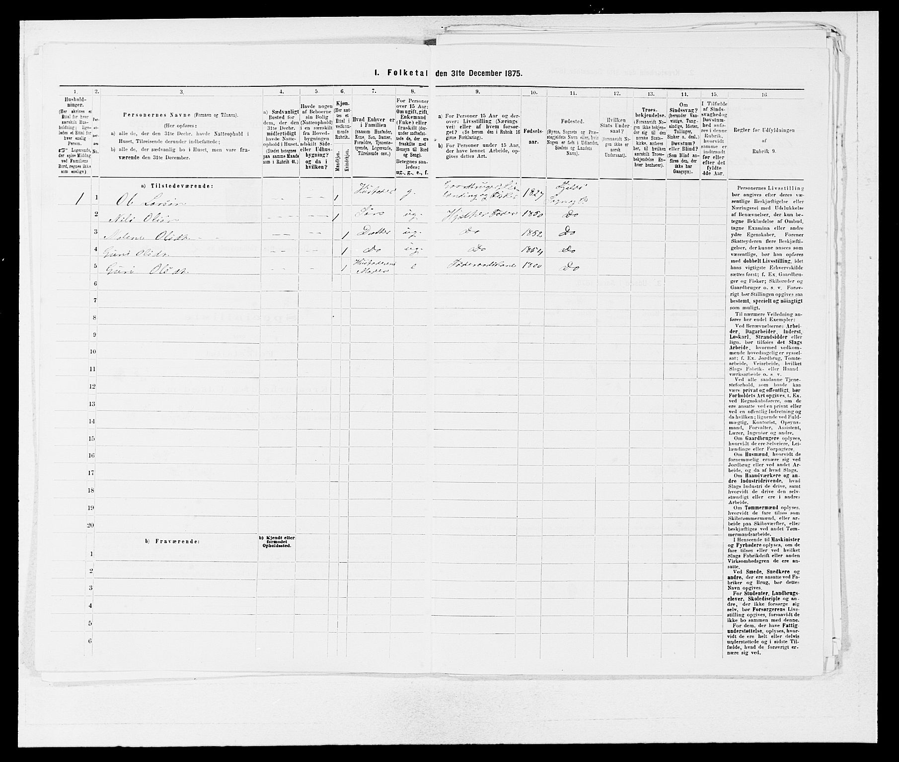 SAB, 1875 census for 1246P Fjell, 1875, p. 216