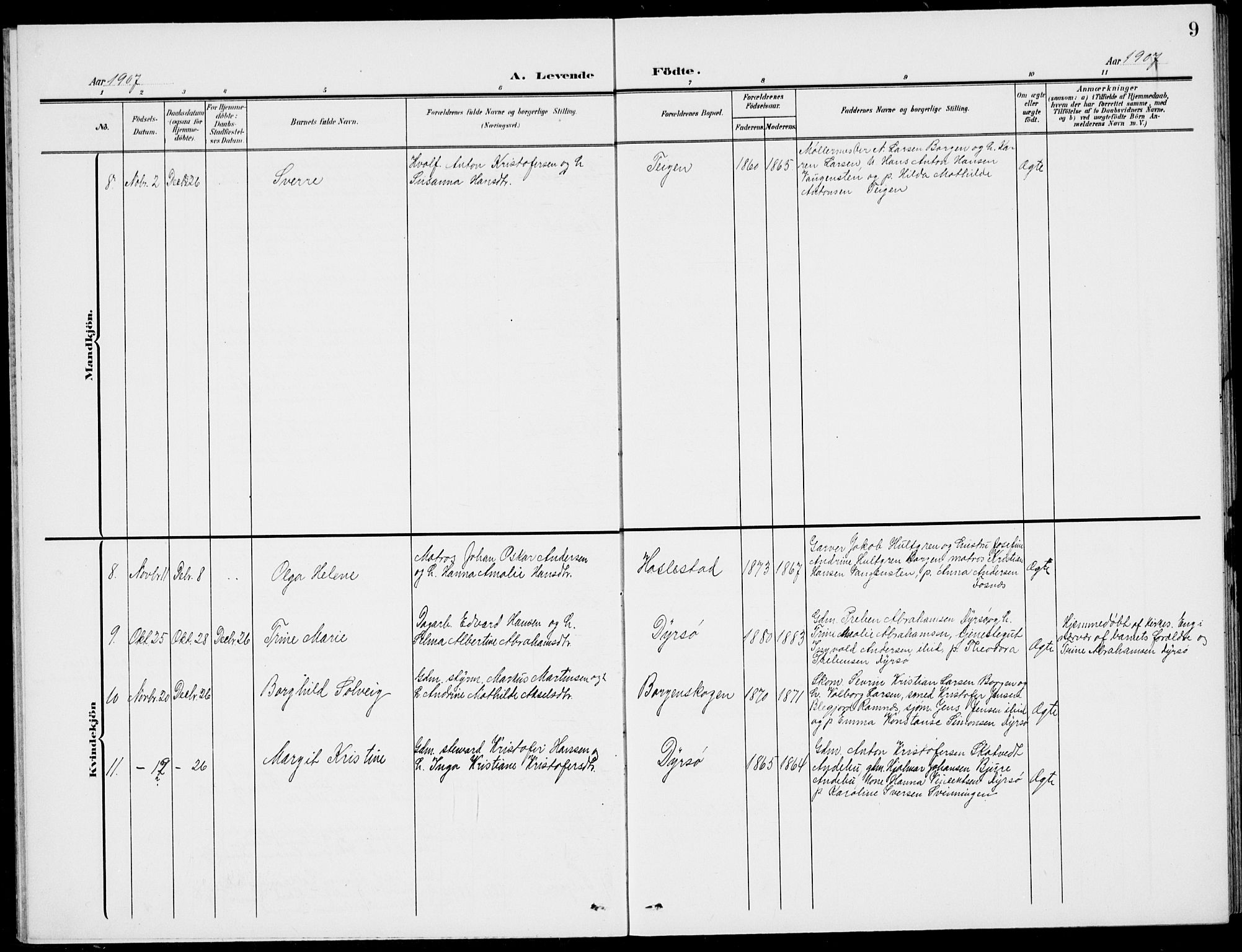 Stokke kirkebøker, AV/SAKO-A-320/G/Gc/L0001: Parish register (copy) no. III 1, 1904-1935, p. 9