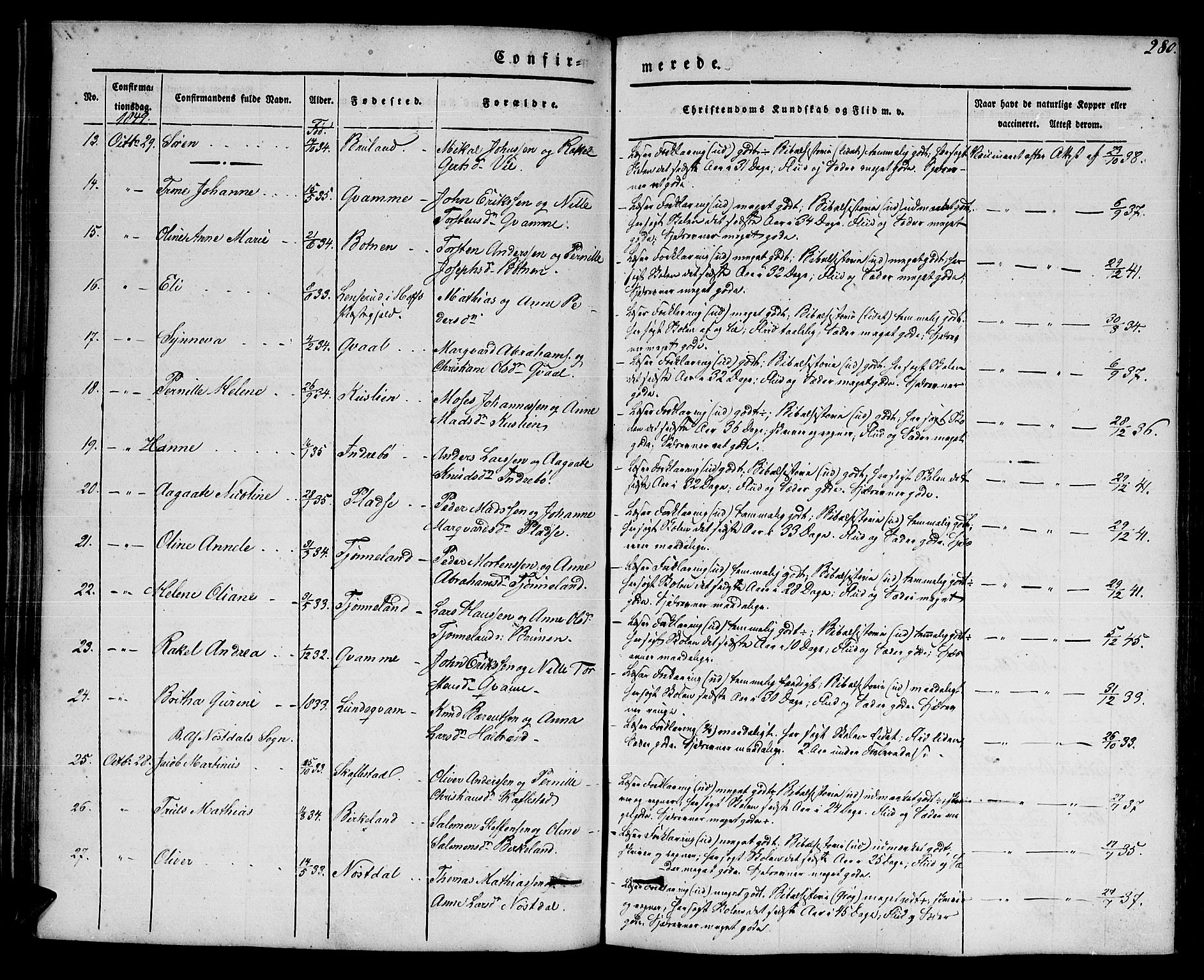 Førde sokneprestembete, SAB/A-79901/H/Haa/Haaa/L0007: Parish register (official) no. A 7, 1843-1860, p. 280