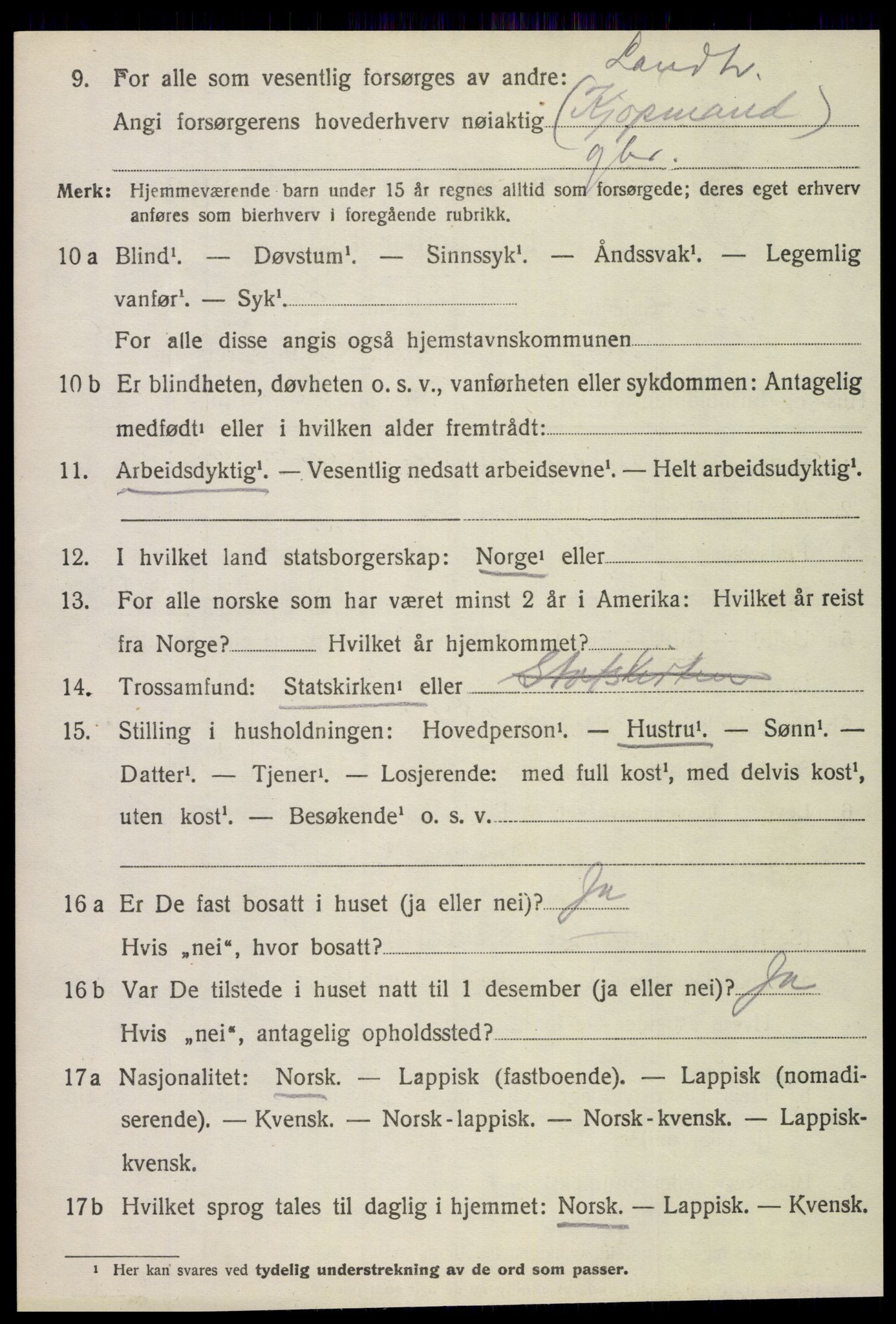 SAT, 1920 census for Fauske, 1920, p. 11397