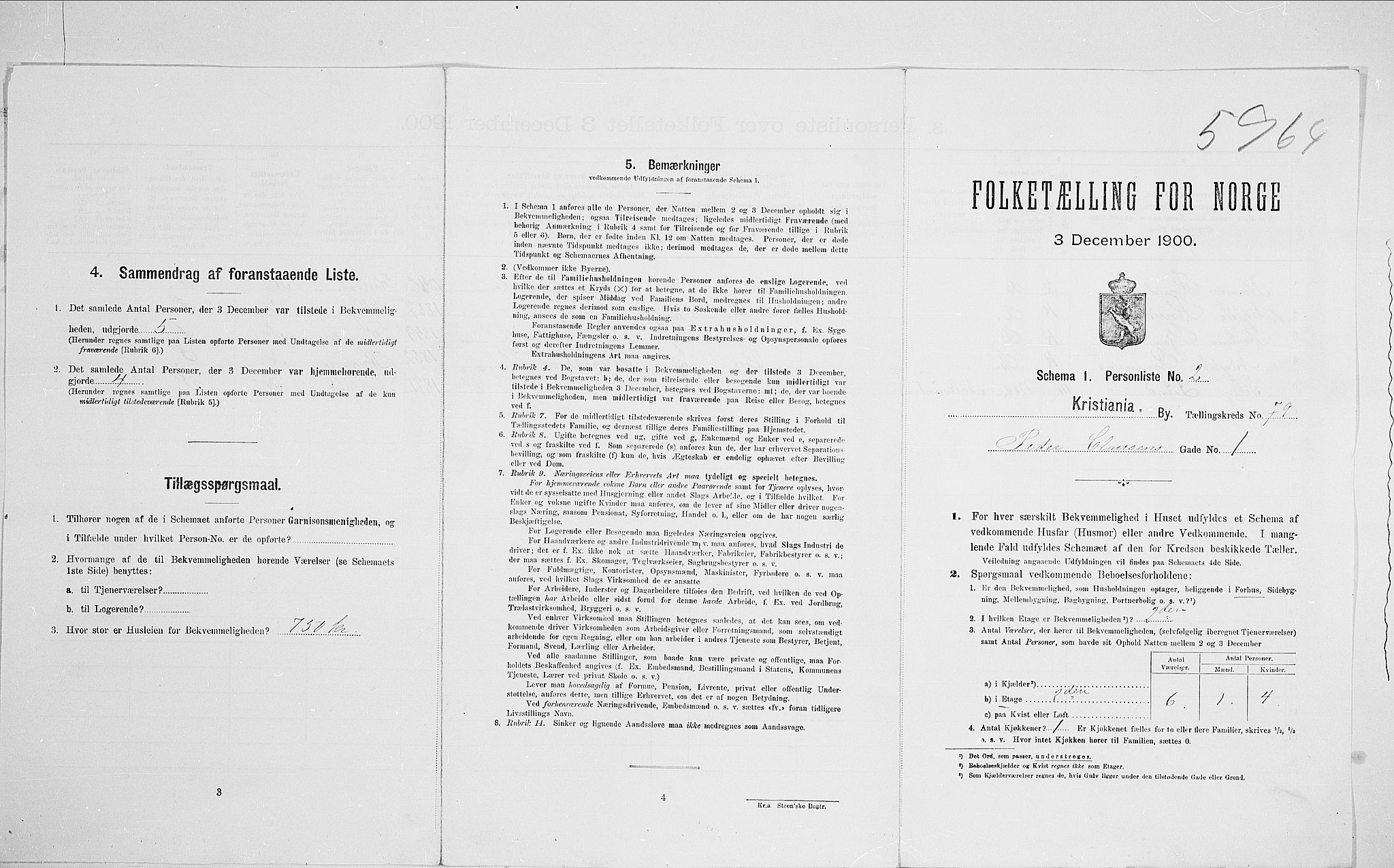 SAO, 1900 census for Kristiania, 1900, p. 71033