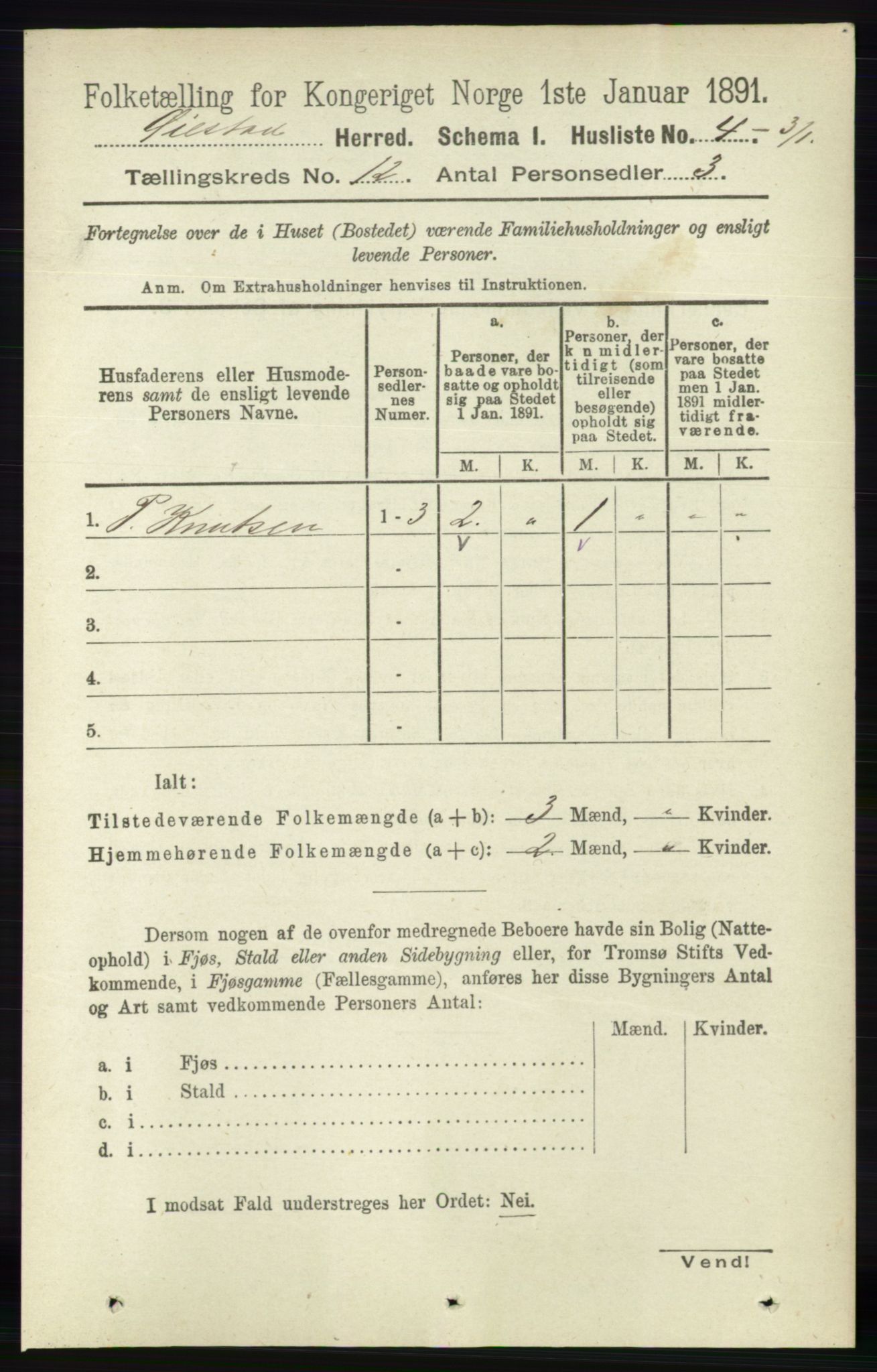 RA, 1891 census for 0920 Øyestad, 1891, p. 5366