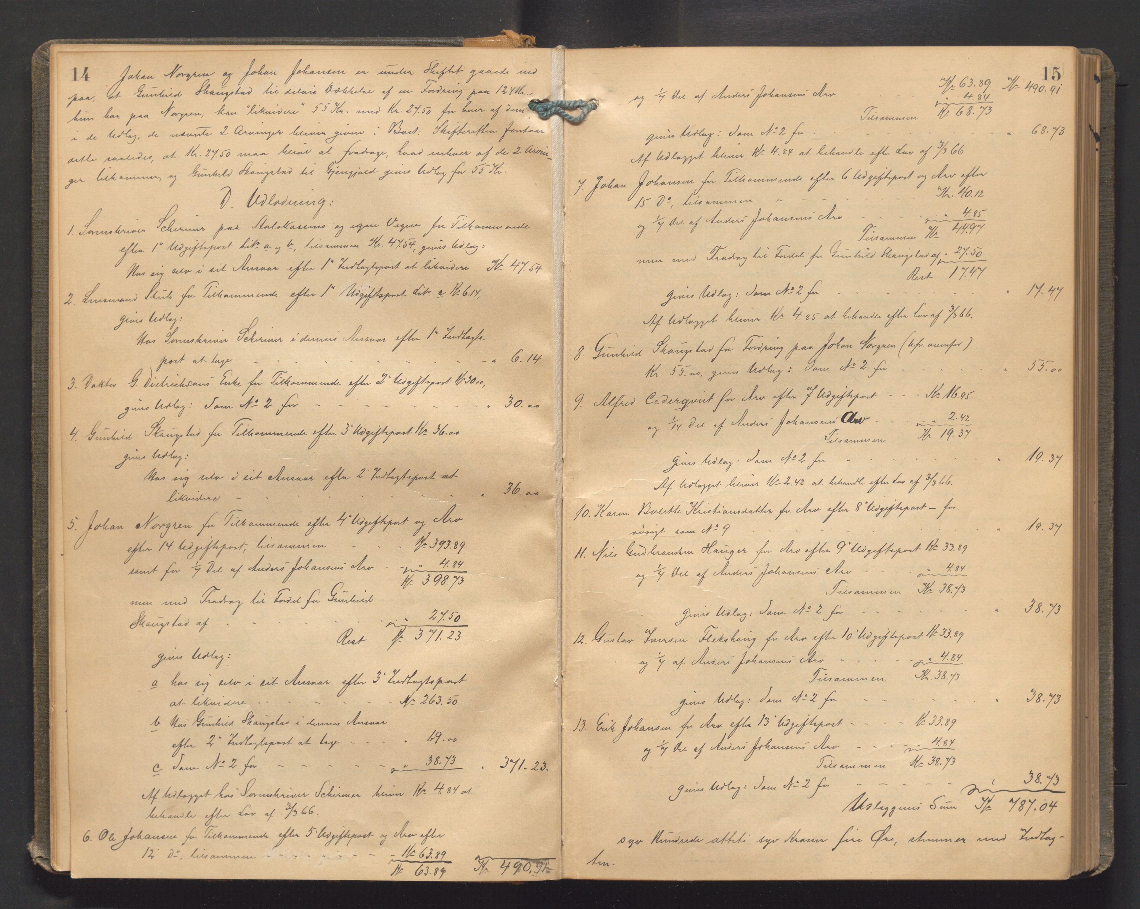 Ringerike sorenskriveri, AV/SAKO-A-105/H/Hb/Hbd/Hbda/L0011: Skifteutlodningsprotokoll, 1896-1904, p. 14-15