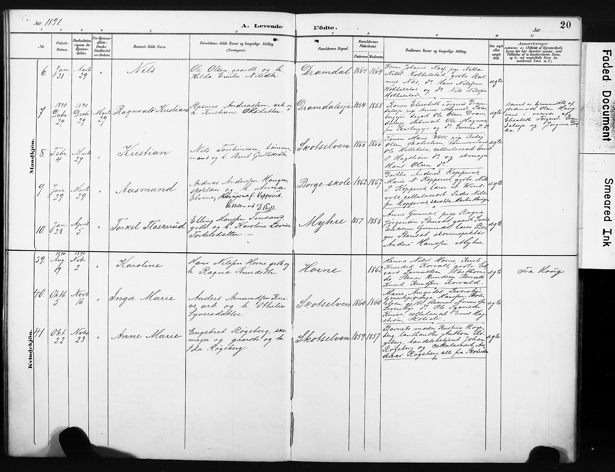 Eiker kirkebøker, SAKO/A-4/F/Fc/L0002: Parish register (official) no. III 2, 1889-1897, p. 20