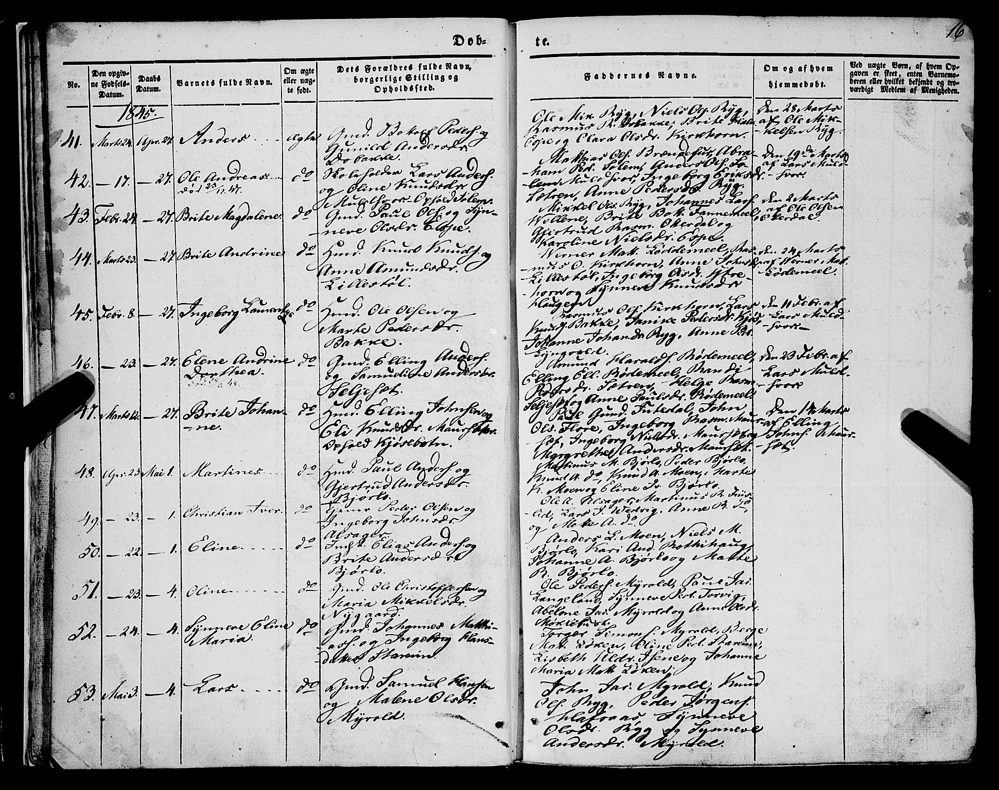 Eid sokneprestembete, AV/SAB-A-82301/H/Haa/Haaa/L0007: Parish register (official) no. A 7, 1844-1858, p. 16