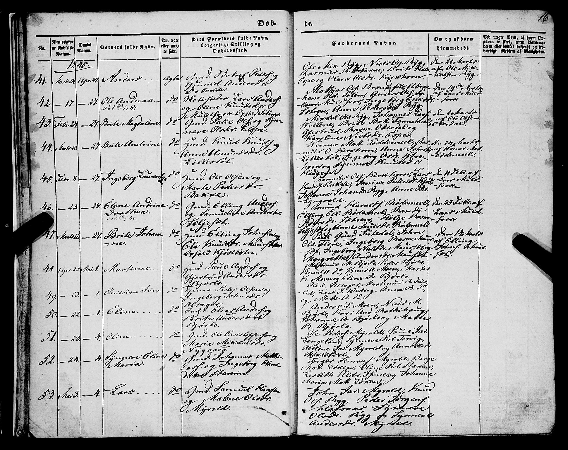 Eid sokneprestembete, AV/SAB-A-82301/H/Haa/Haaa/L0007: Parish register (official) no. A 7, 1844-1858, p. 16