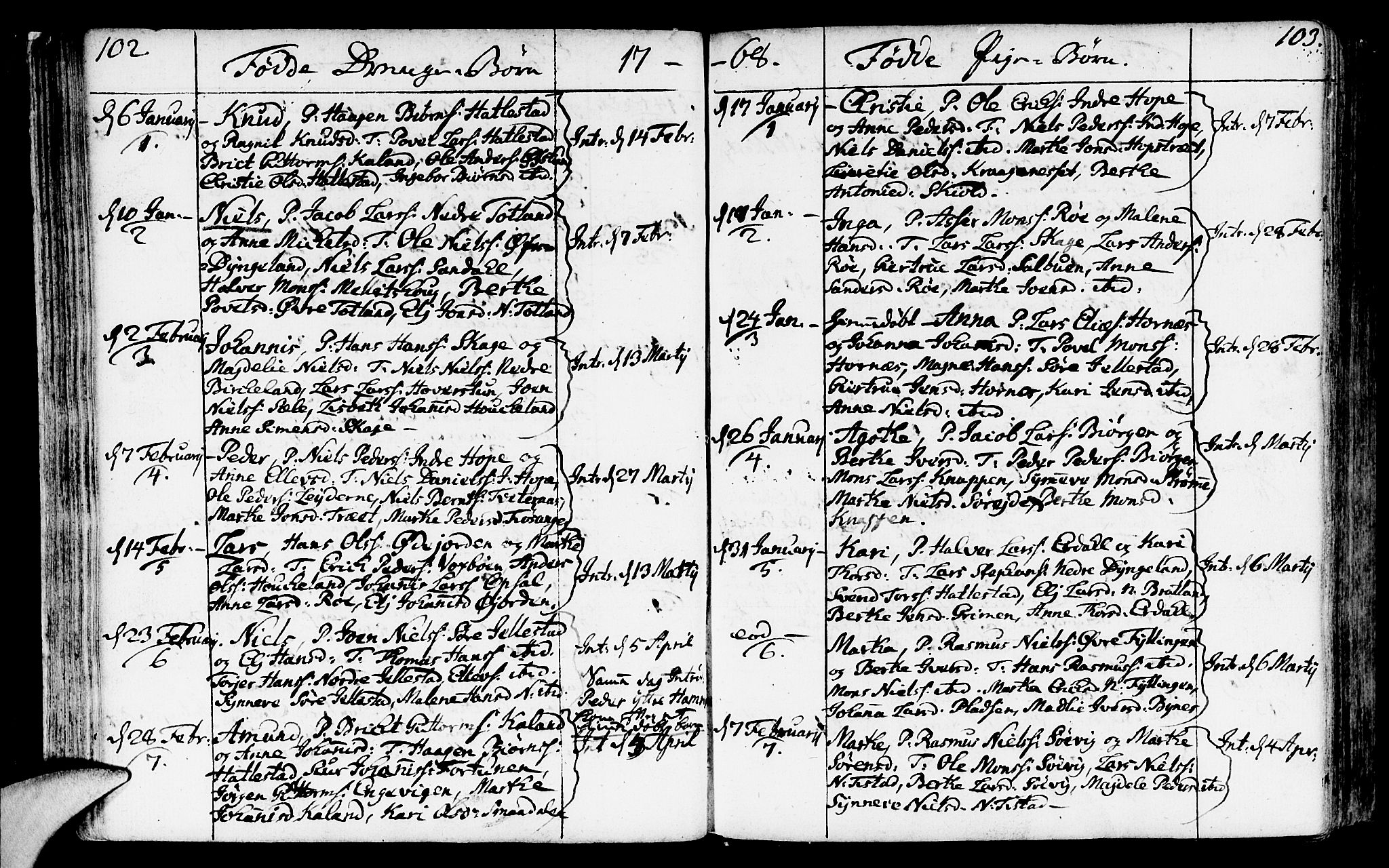 Fana Sokneprestembete, SAB/A-75101/H/Haa/Haaa/L0004: Parish register (official) no. A 4, 1757-1774, p. 102-103