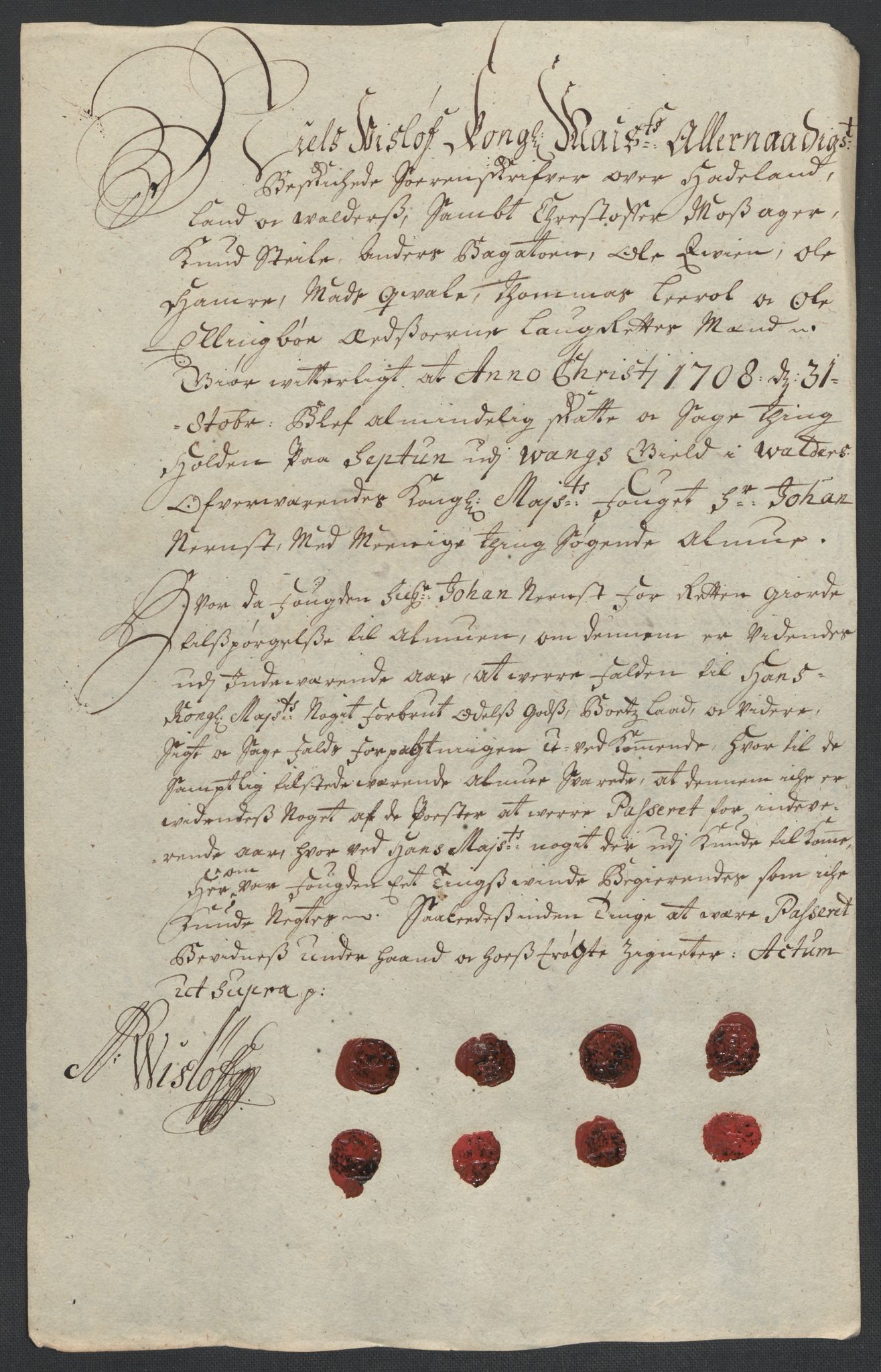 Rentekammeret inntil 1814, Reviderte regnskaper, Fogderegnskap, RA/EA-4092/R18/L1305: Fogderegnskap Hadeland, Toten og Valdres, 1707-1708, p. 427