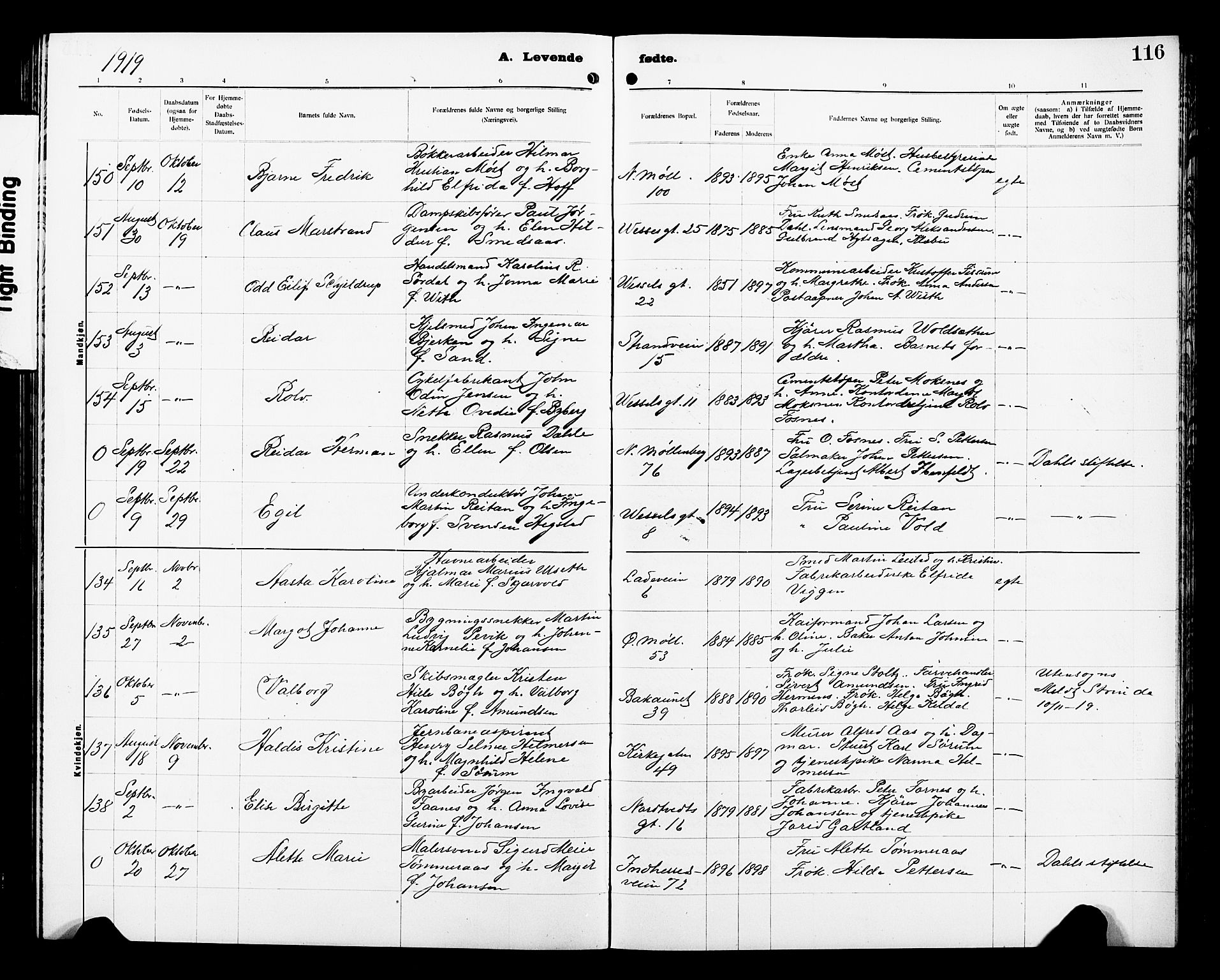 Ministerialprotokoller, klokkerbøker og fødselsregistre - Sør-Trøndelag, SAT/A-1456/605/L0256: Parish register (copy) no. 605C03, 1916-1920, p. 116