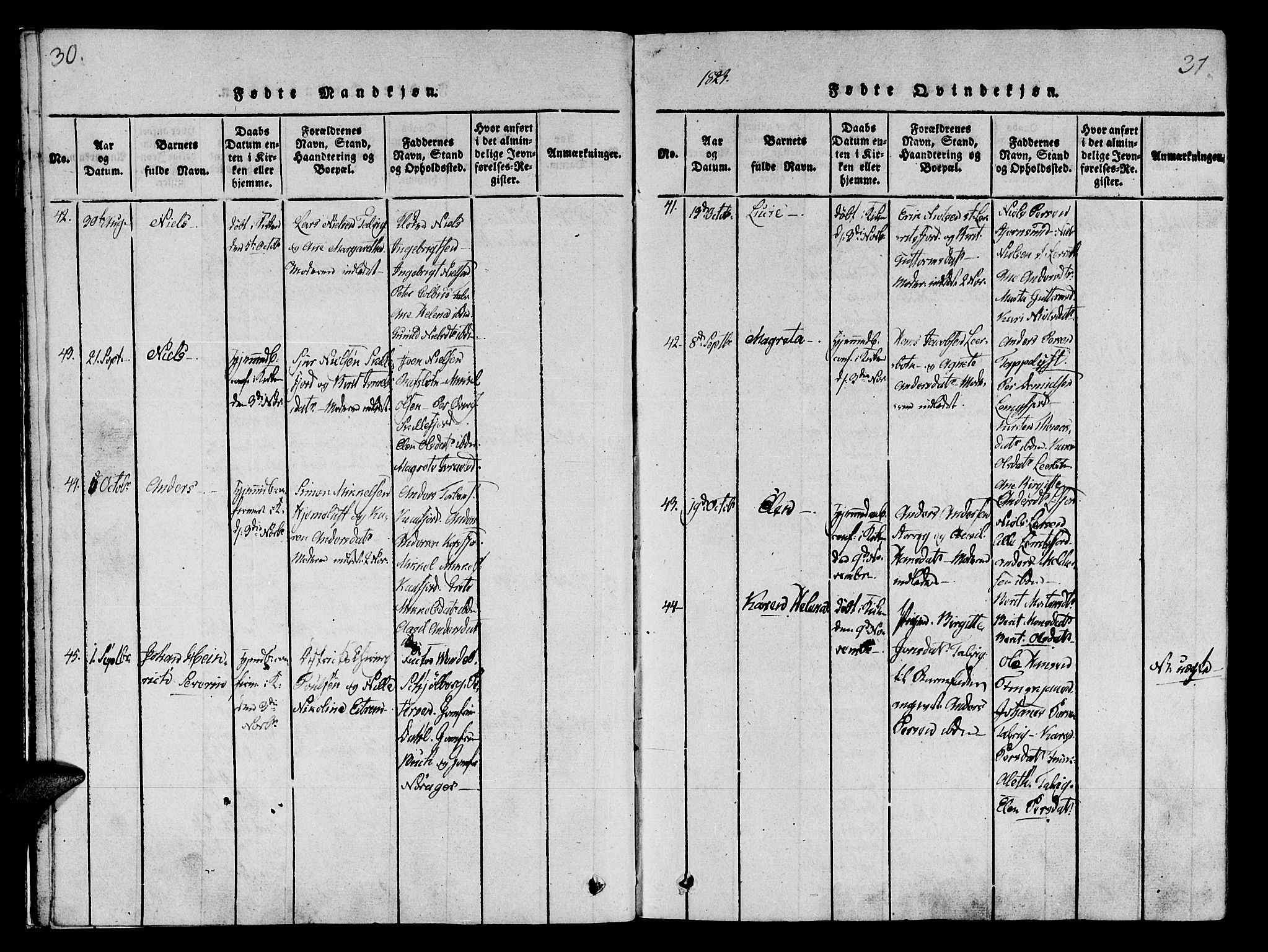 Talvik sokneprestkontor, AV/SATØ-S-1337/H/Ha/L0008kirke: Parish register (official) no. 8, 1821-1837, p. 30-31