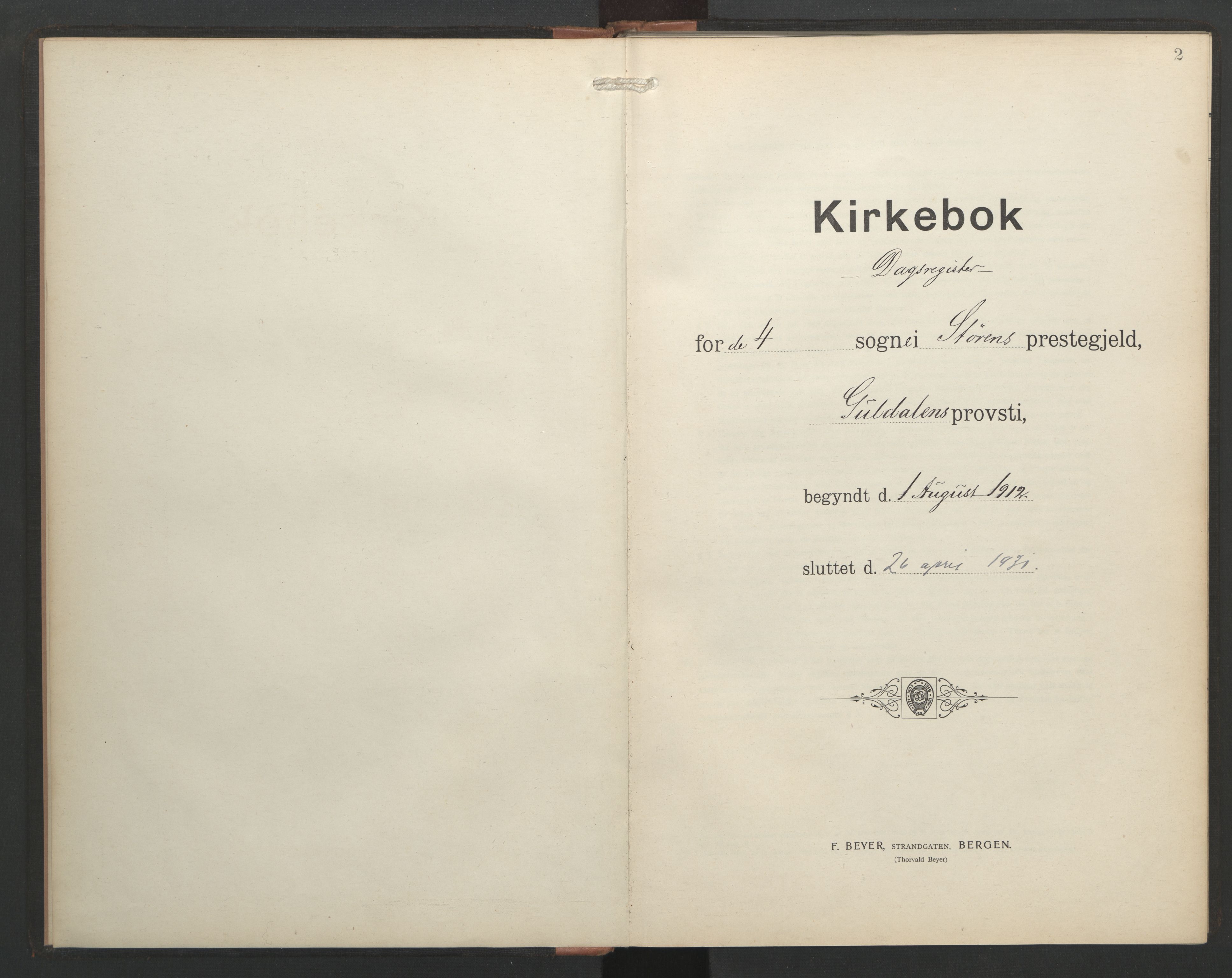 Ministerialprotokoller, klokkerbøker og fødselsregistre - Sør-Trøndelag, SAT/A-1456/687/L1006: Diary records no. 687A12, 1912-1931, p. 2