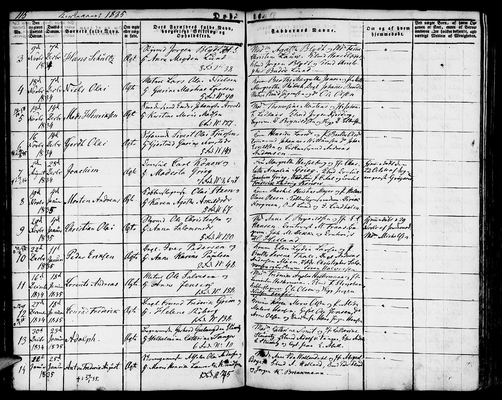 Nykirken Sokneprestembete, SAB/A-77101/H/Hab: Parish register (copy) no. A 5I, 1821-1841, p. 115