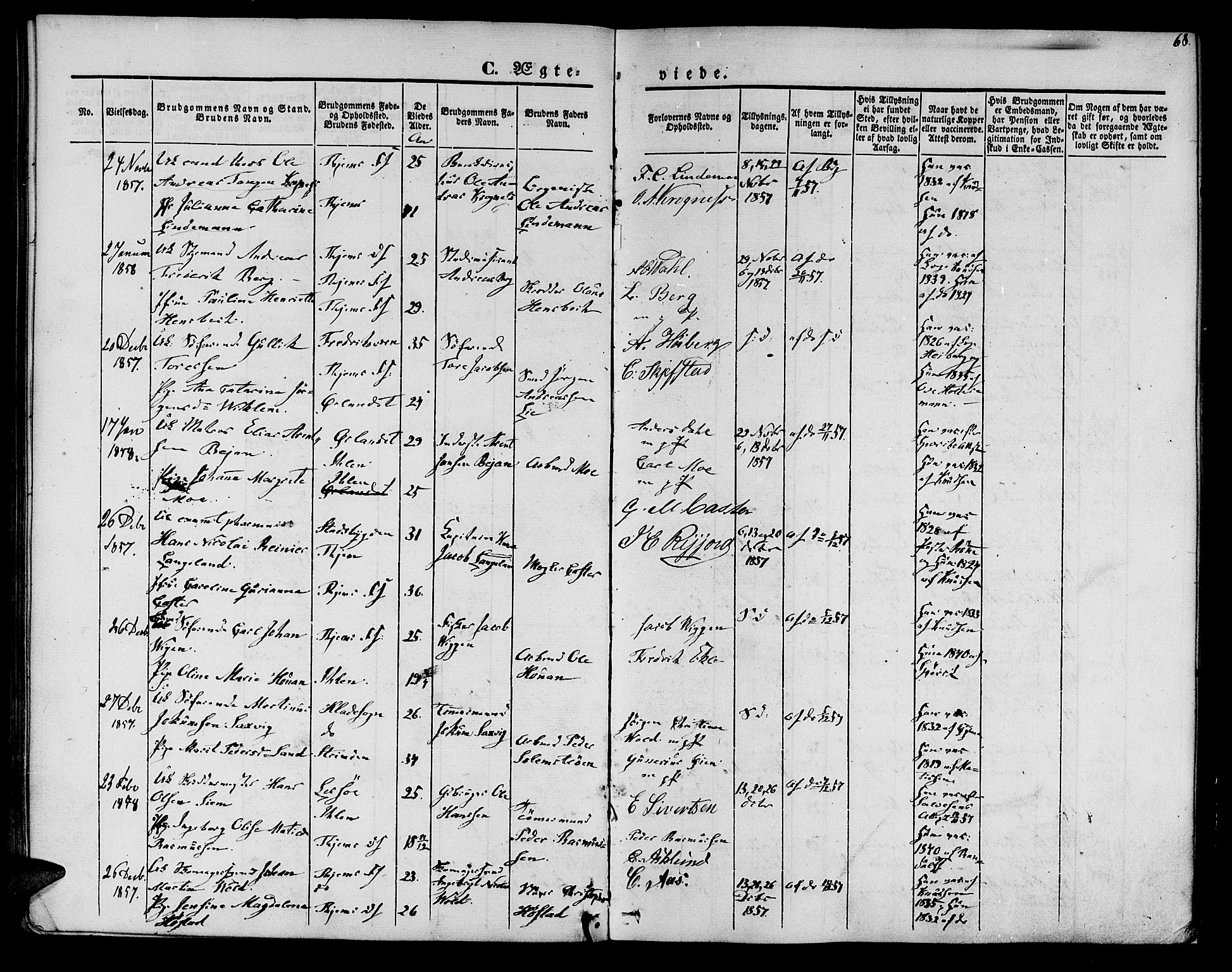 Ministerialprotokoller, klokkerbøker og fødselsregistre - Sør-Trøndelag, SAT/A-1456/602/L0111: Parish register (official) no. 602A09, 1844-1867, p. 68