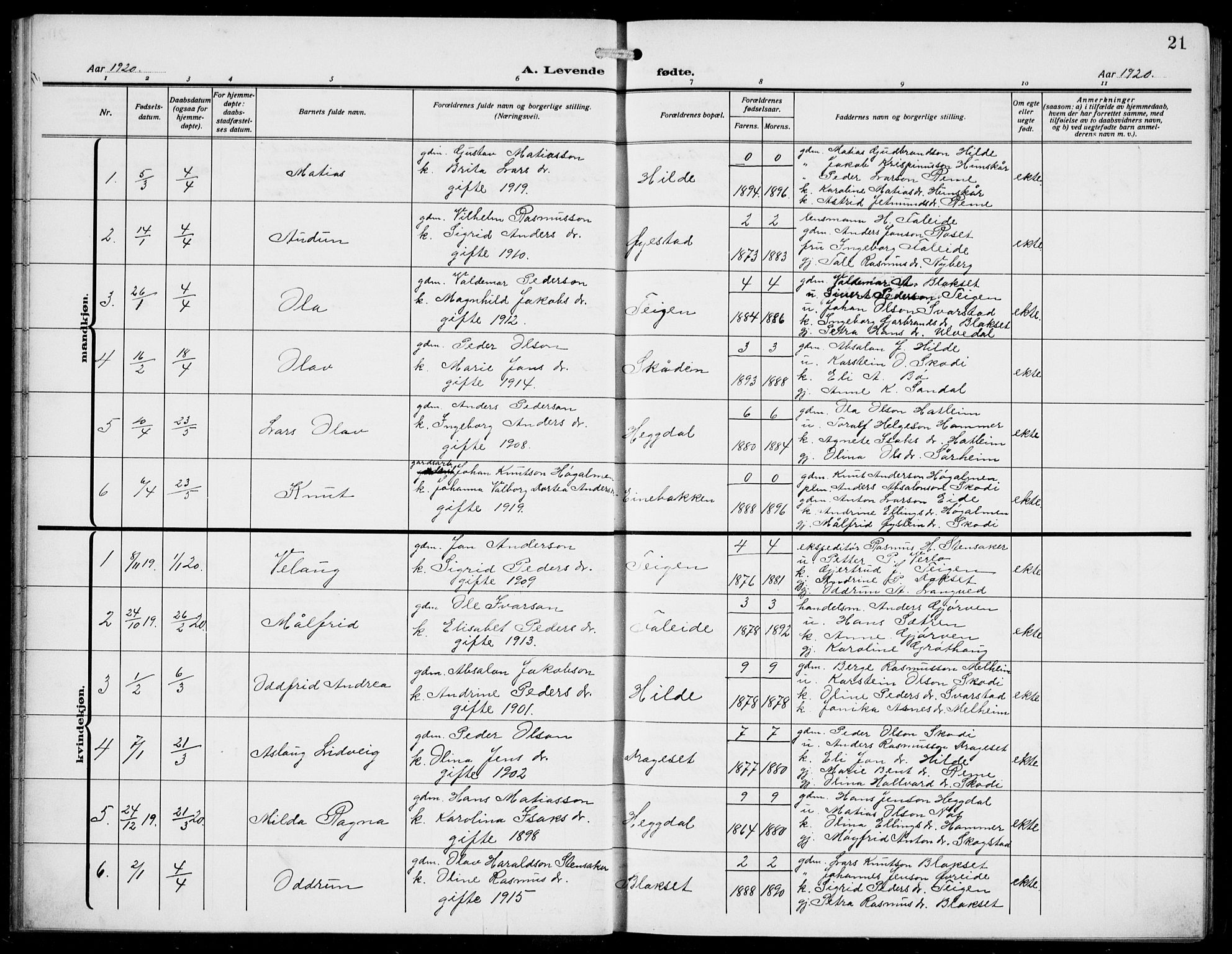 Innvik sokneprestembete, SAB/A-80501: Parish register (copy) no. A 4, 1913-1936, p. 21