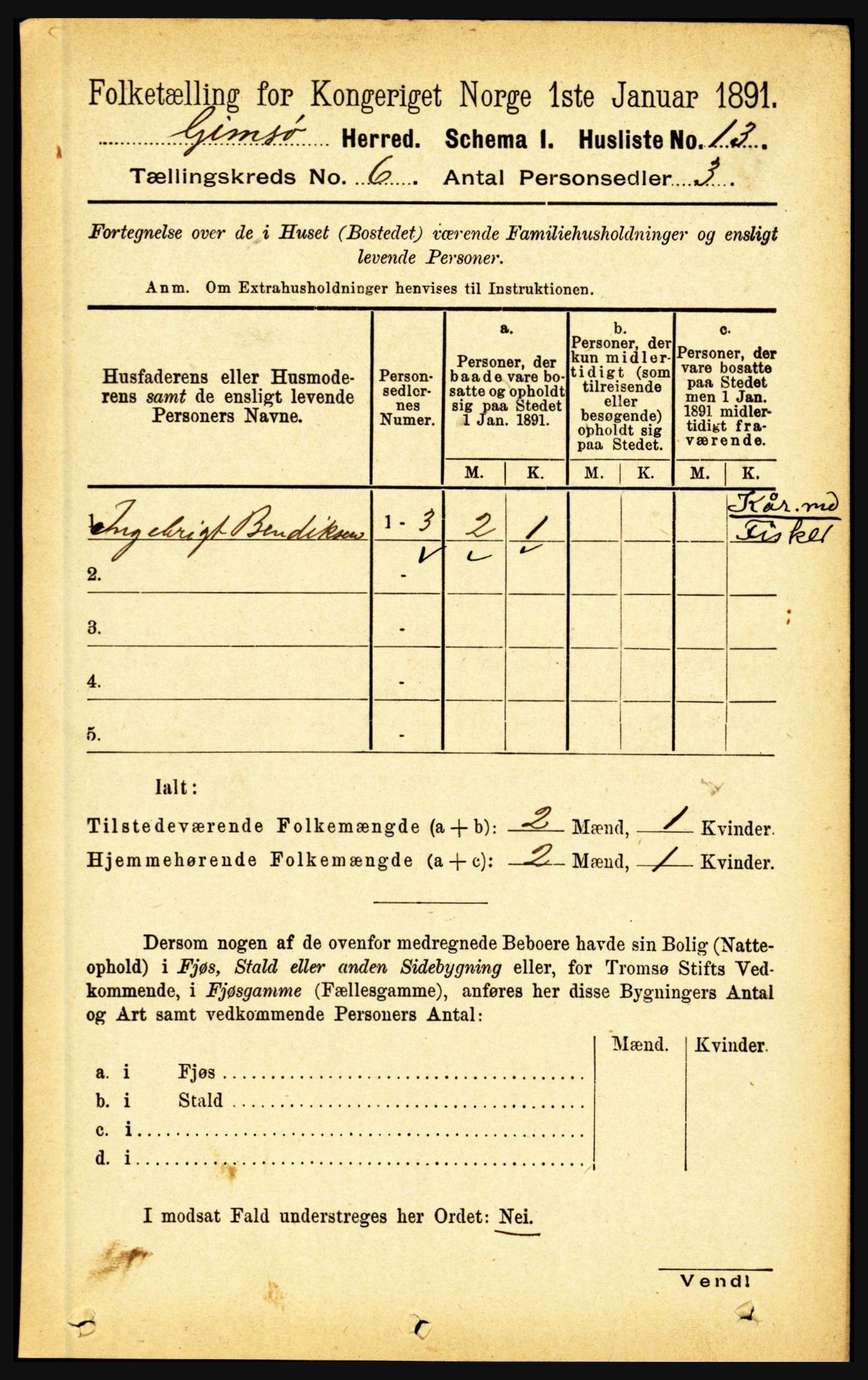 RA, 1891 census for 1864 Gimsøy, 1891, p. 982