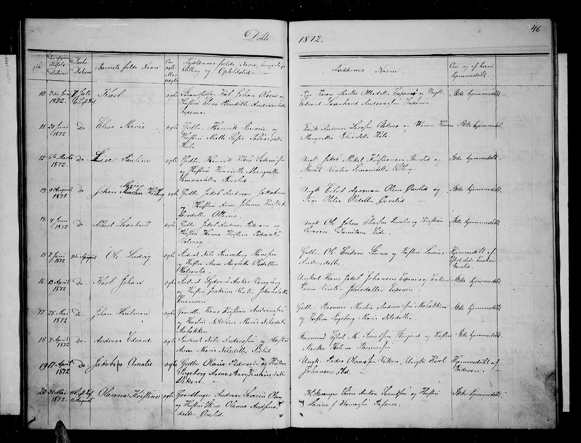 Tranøy sokneprestkontor, SATØ/S-1313/I/Ia/Iab/L0003klokker: Parish register (copy) no. 3, 1861-1887, p. 46