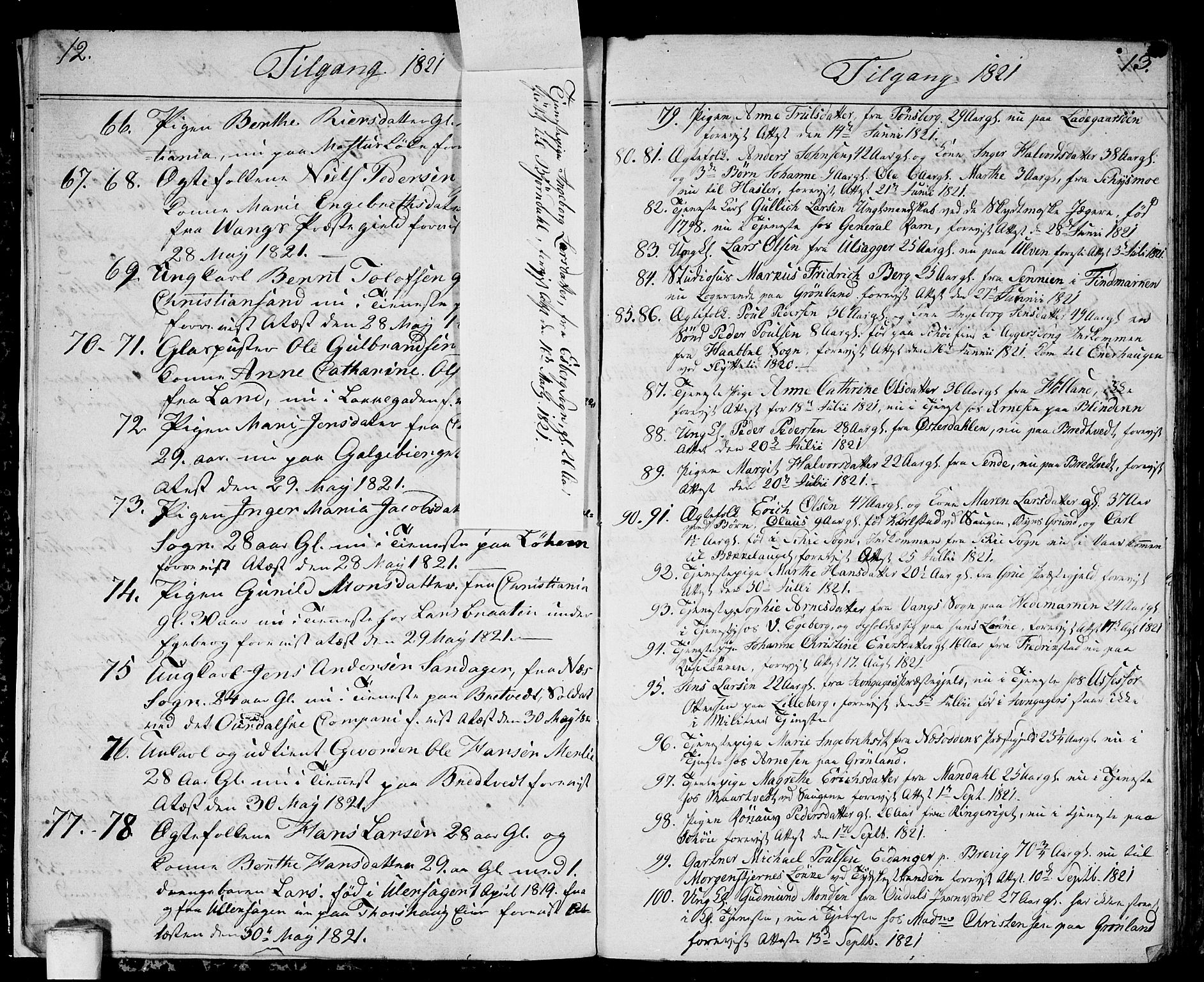 Aker prestekontor kirkebøker, AV/SAO-A-10861/F/L0014a: Parish register (official) no. 14A, 1820-1833, p. 12-13