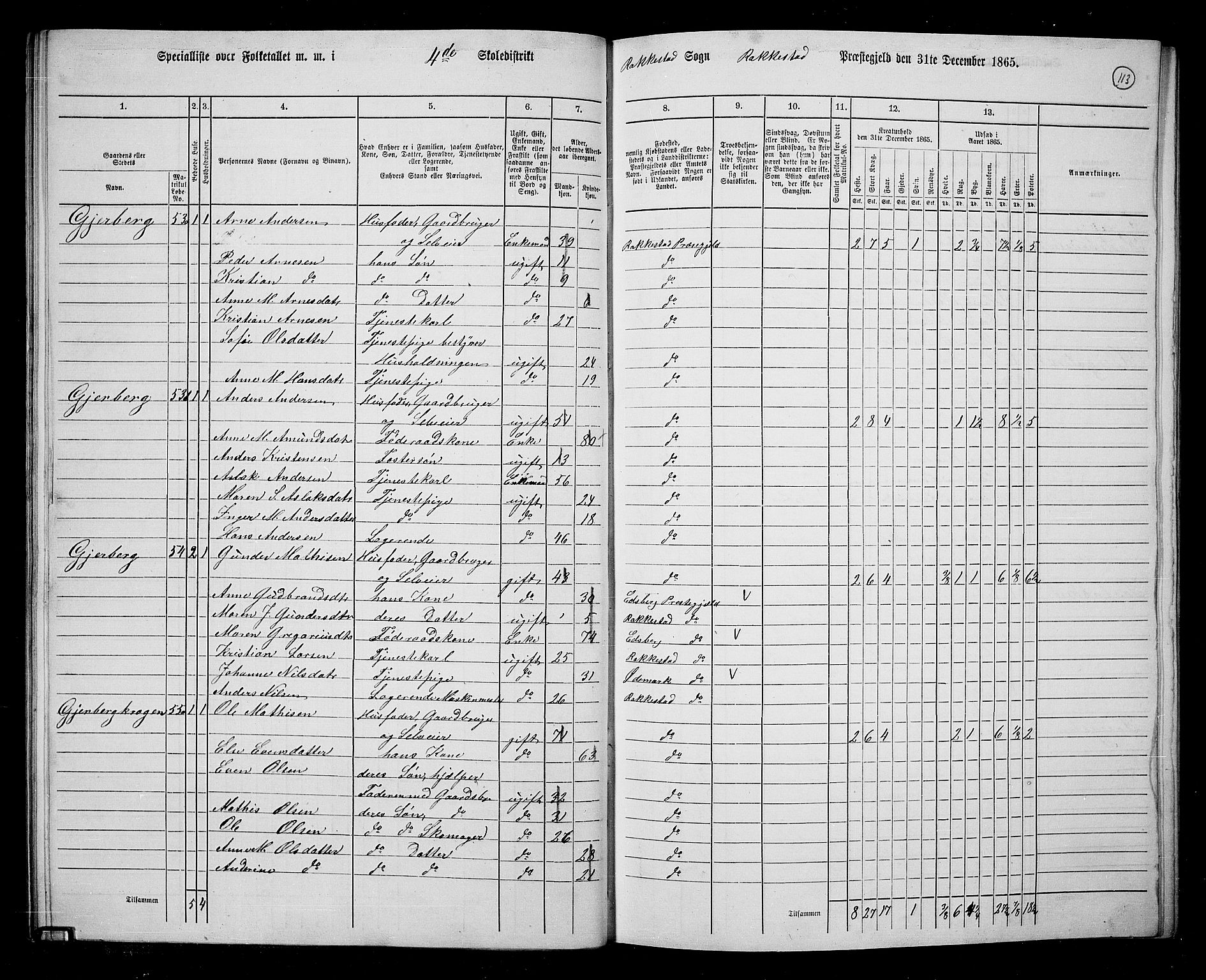 RA, 1865 census for Rakkestad, 1865, p. 111