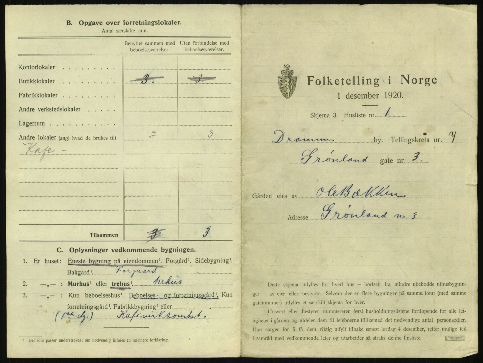 SAKO, 1920 census for Drammen, 1920, p. 3194