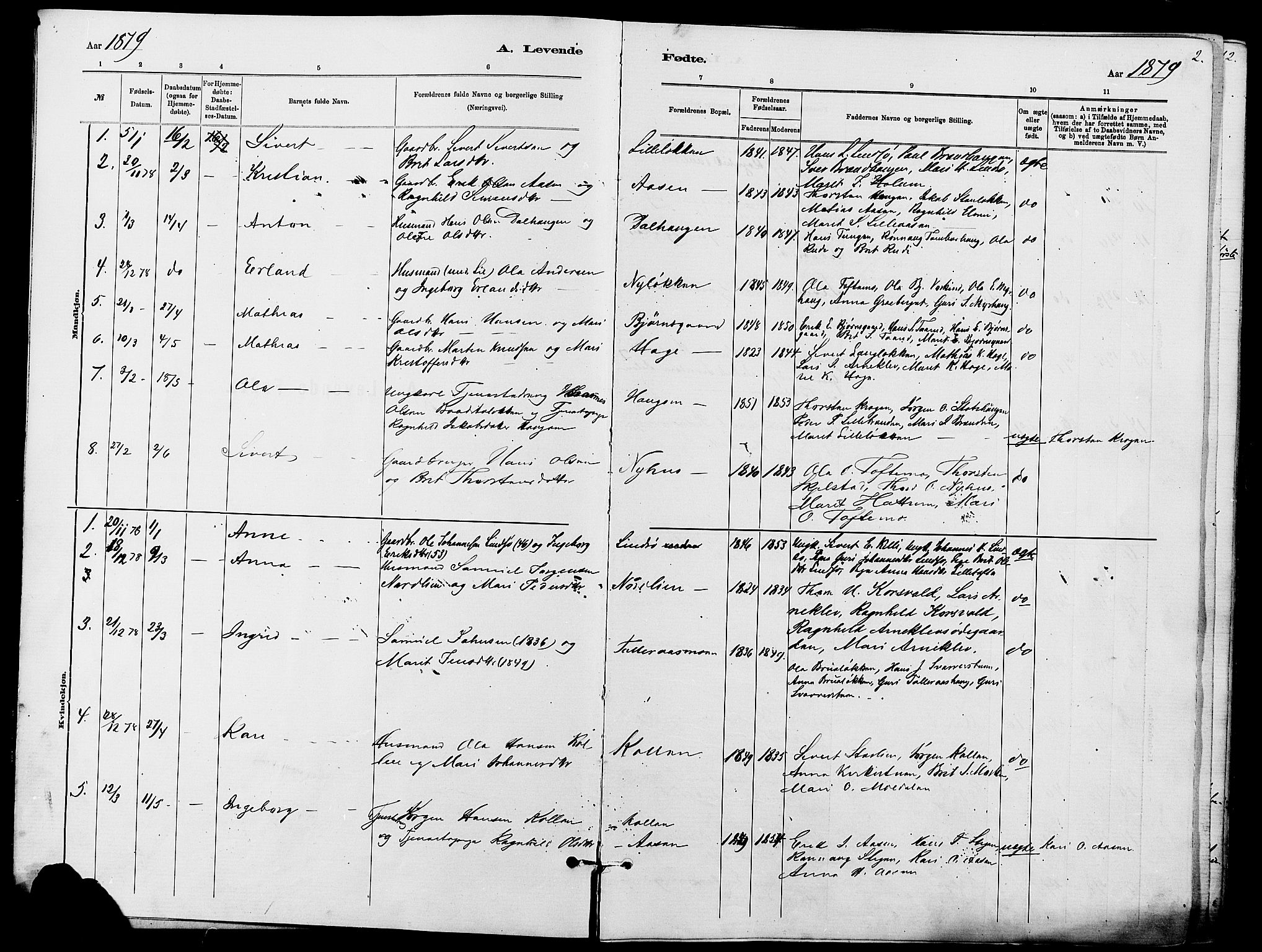 Dovre prestekontor, SAH/PREST-066/H/Ha/Haa/L0002: Parish register (official) no. 2, 1879-1890, p. 2
