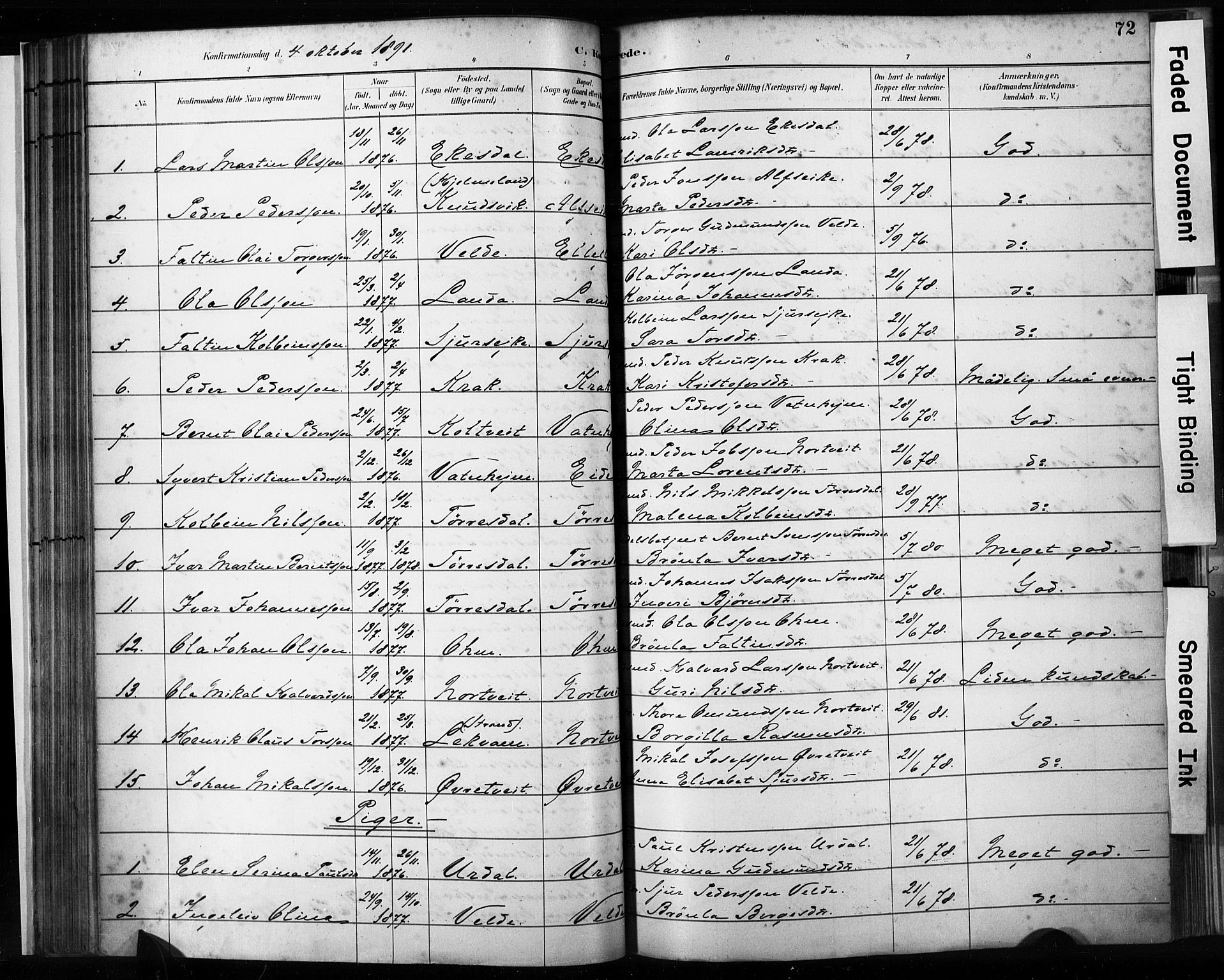 Skjold sokneprestkontor, AV/SAST-A-101847/H/Ha/Haa/L0009: Parish register (official) no. A 9, 1882-1898, p. 72