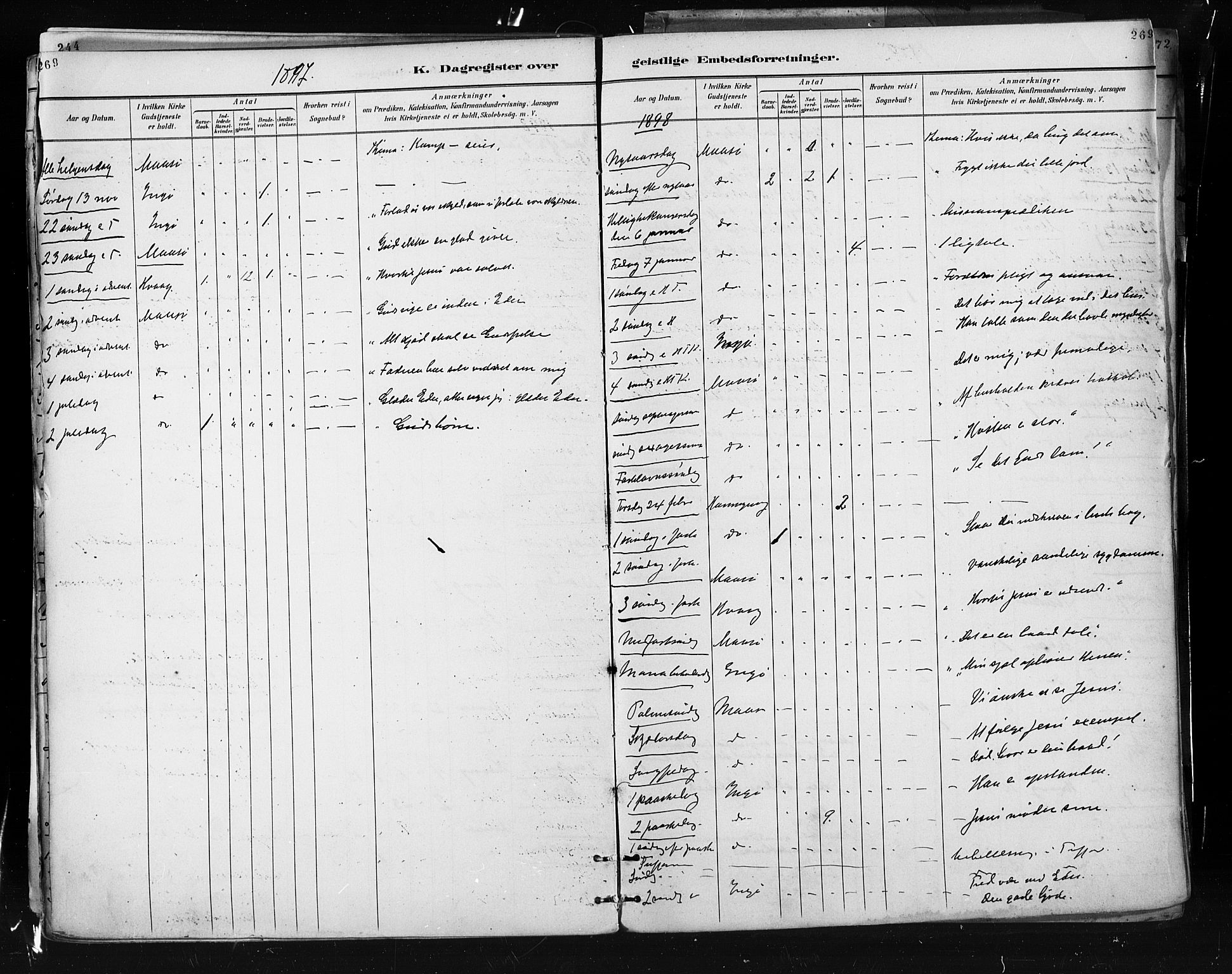 Måsøy sokneprestkontor, SATØ/S-1348/H/Ha/L0005kirke: Parish register (official) no. 5, 1892-1902, p. 269