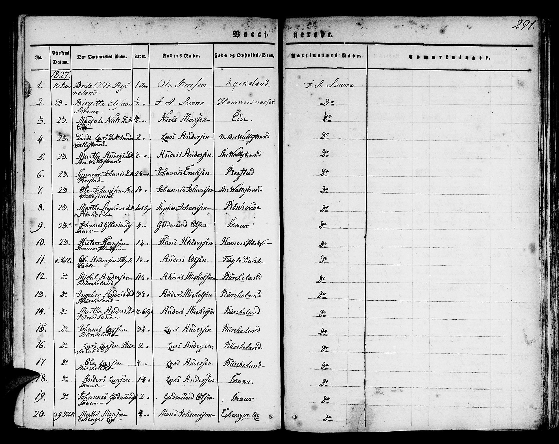 Hamre sokneprestembete, SAB/A-75501/H/Ha/Haa/Haaa/L0011: Parish register (official) no. A 11, 1826-1834, p. 291