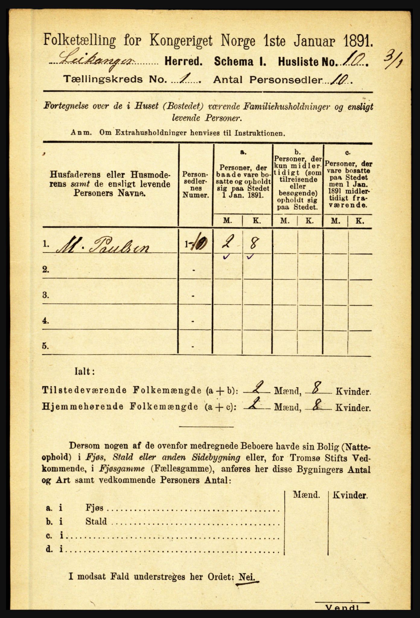 RA, 1891 census for 1419 Leikanger, 1891, p. 51