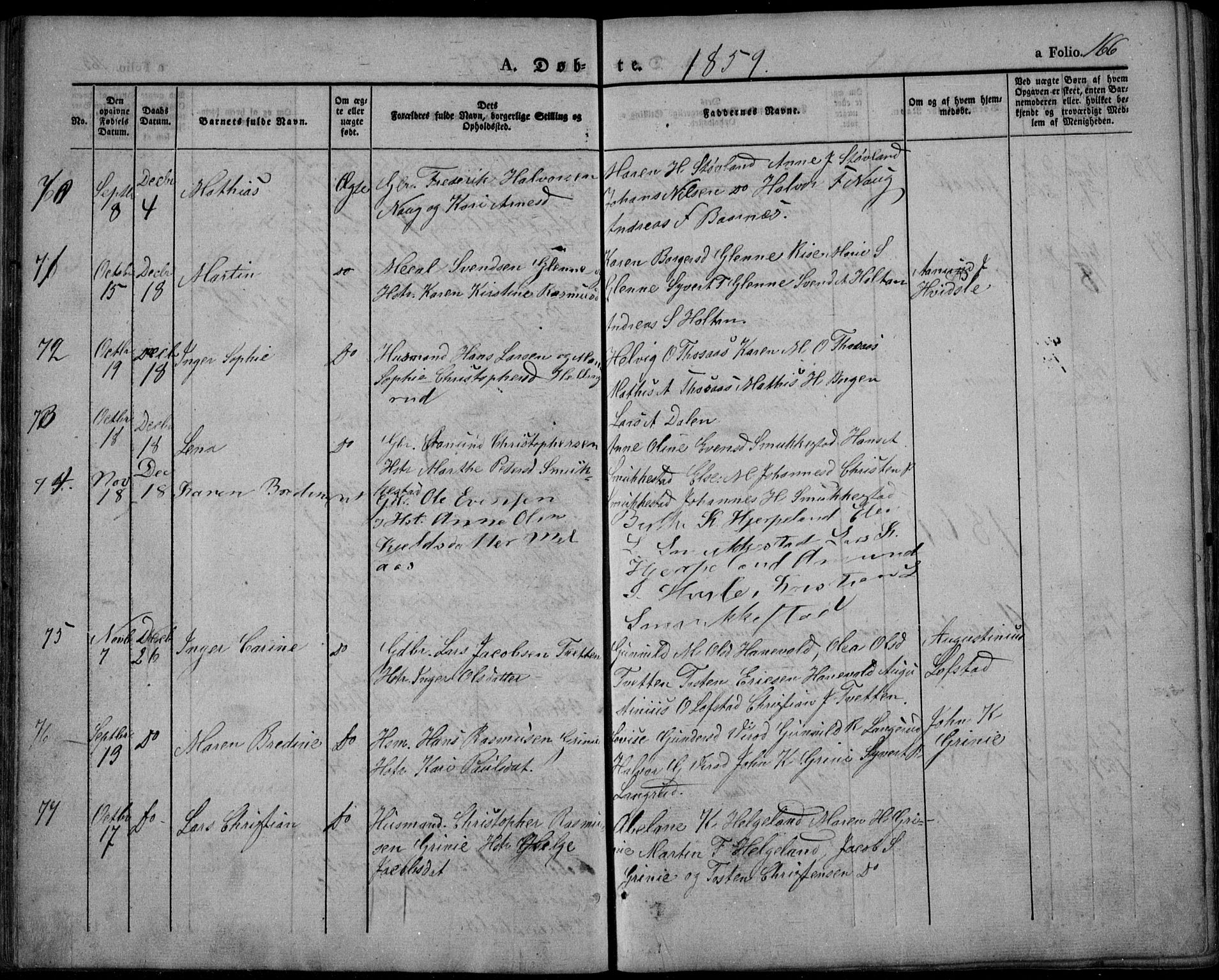 Lardal kirkebøker, AV/SAKO-A-350/F/Fa/L0006: Parish register (official) no. I 6, 1835-1860, p. 166