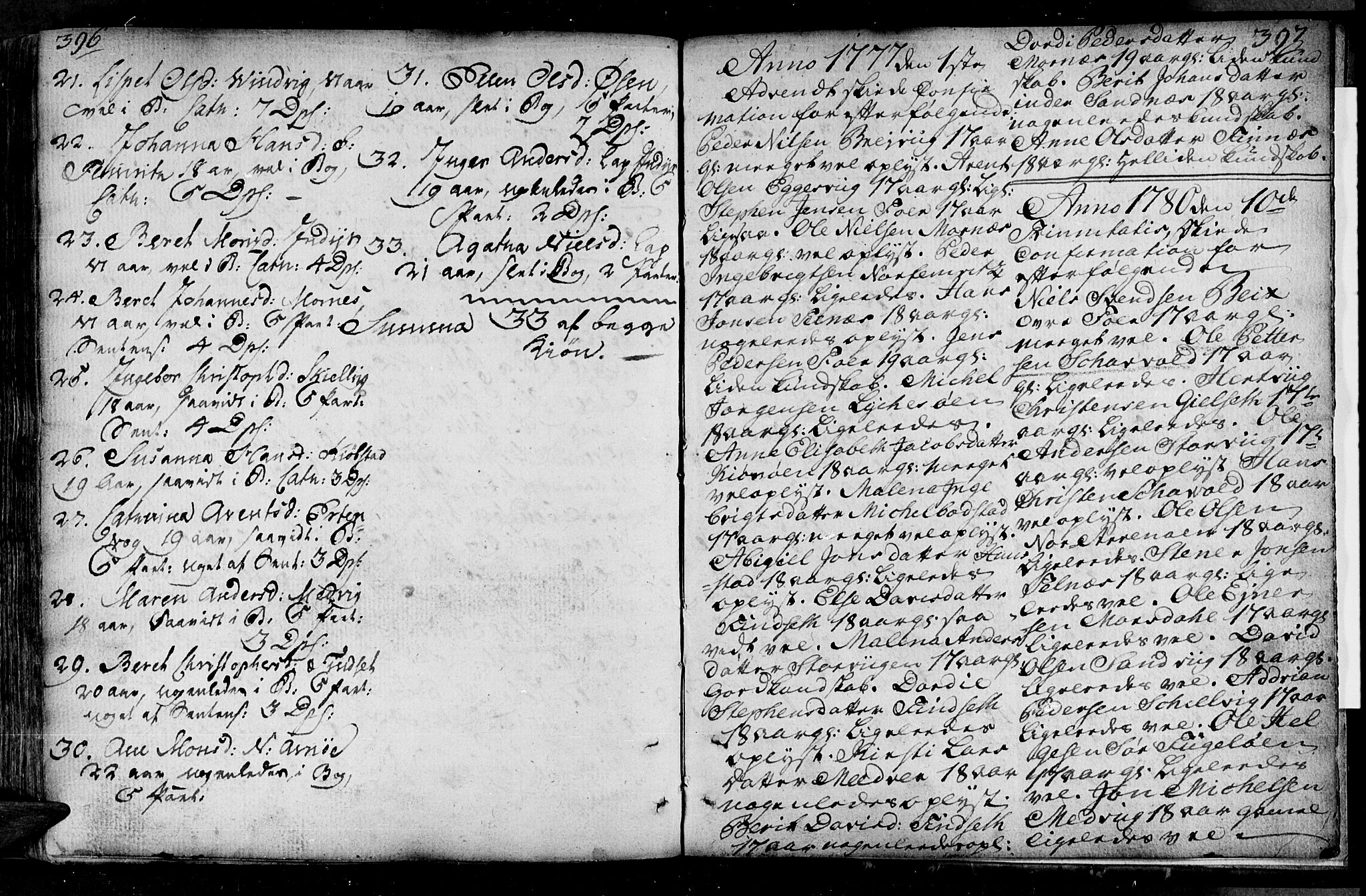 Ministerialprotokoller, klokkerbøker og fødselsregistre - Nordland, AV/SAT-A-1459/805/L0094: Parish register (official) no. 805A01, 1773-1804, p. 396-397