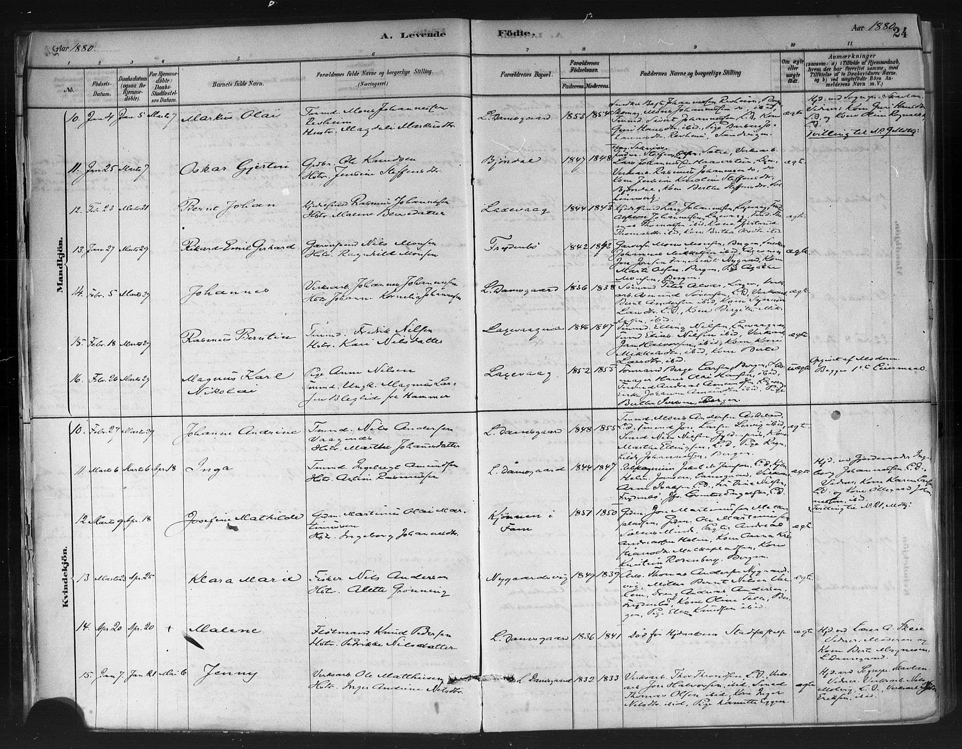 Askøy Sokneprestembete, AV/SAB-A-74101/H/Ha/Haa/Haae/L0002: Parish register (official) no. E 2, 1878-1891, p. 24