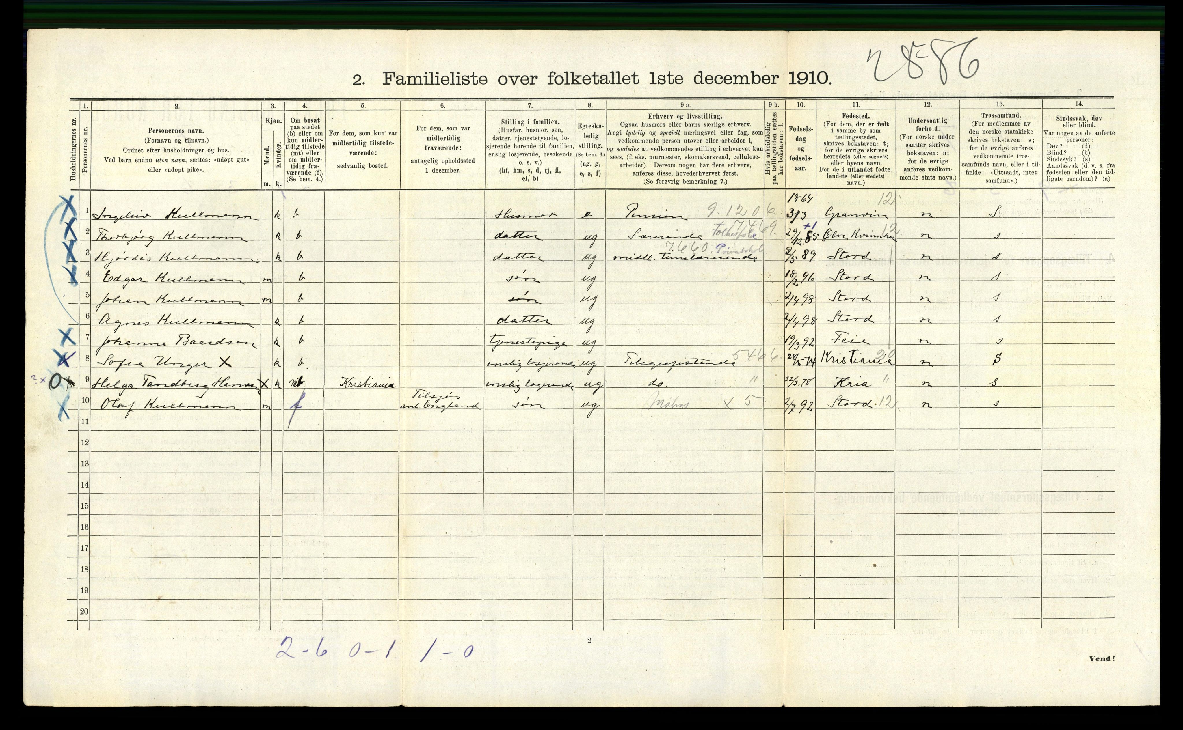 RA, 1910 census for Bergen, 1910, p. 3866