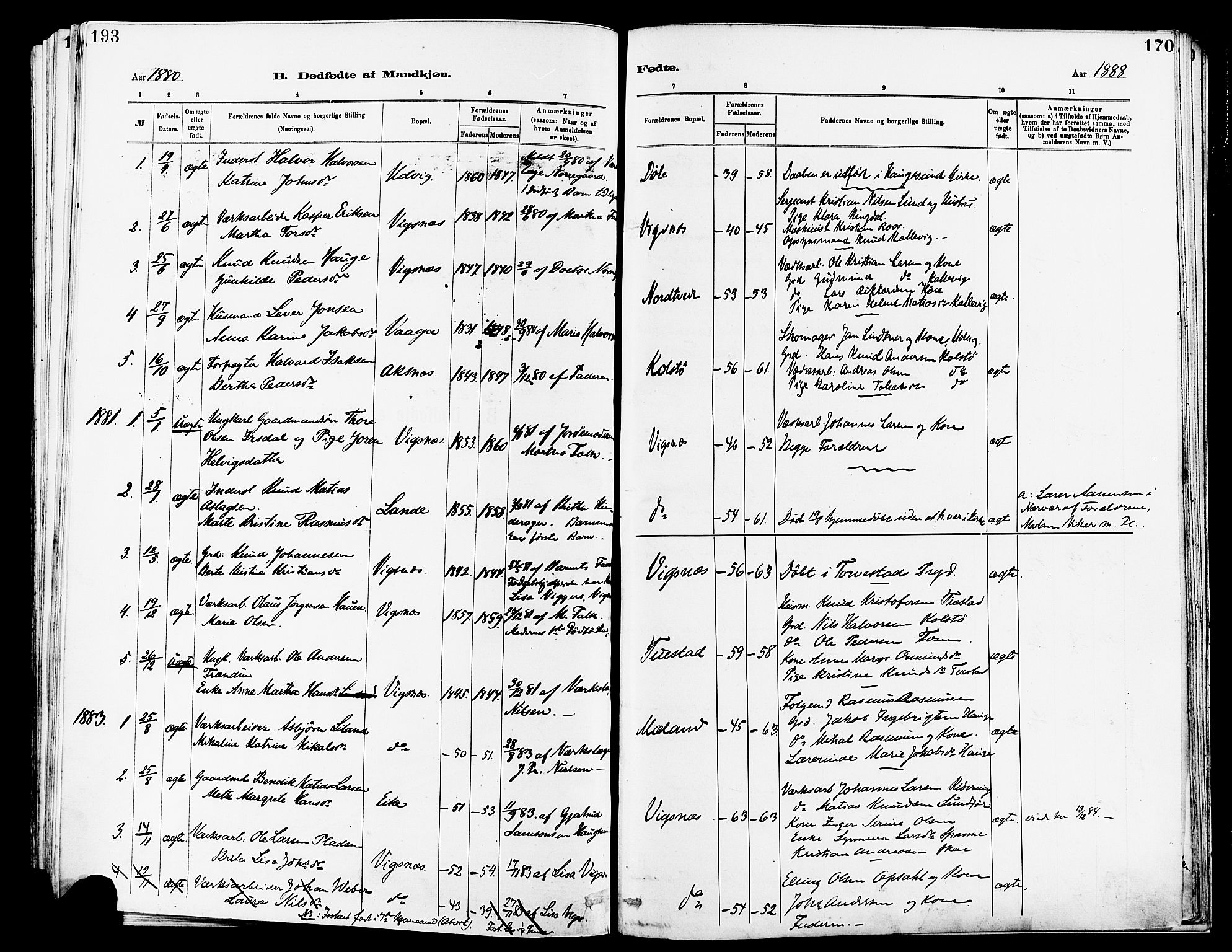 Avaldsnes sokneprestkontor, SAST/A -101851/H/Ha/Haa/L0014: Parish register (official) no. A 14, 1880-1889, p. 193