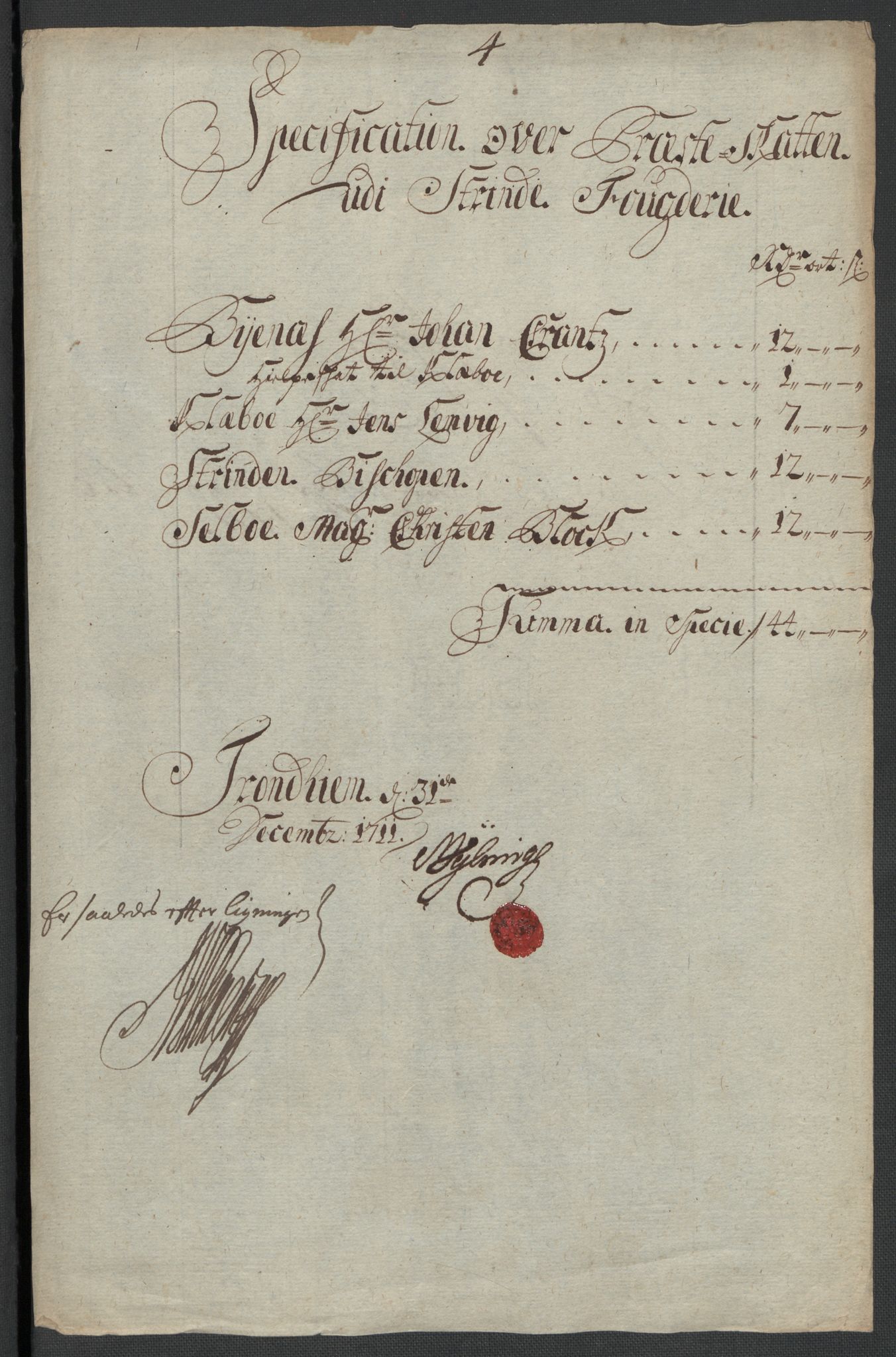 Rentekammeret inntil 1814, Reviderte regnskaper, Fogderegnskap, RA/EA-4092/R61/L4112: Fogderegnskap Strinda og Selbu, 1711, p. 79