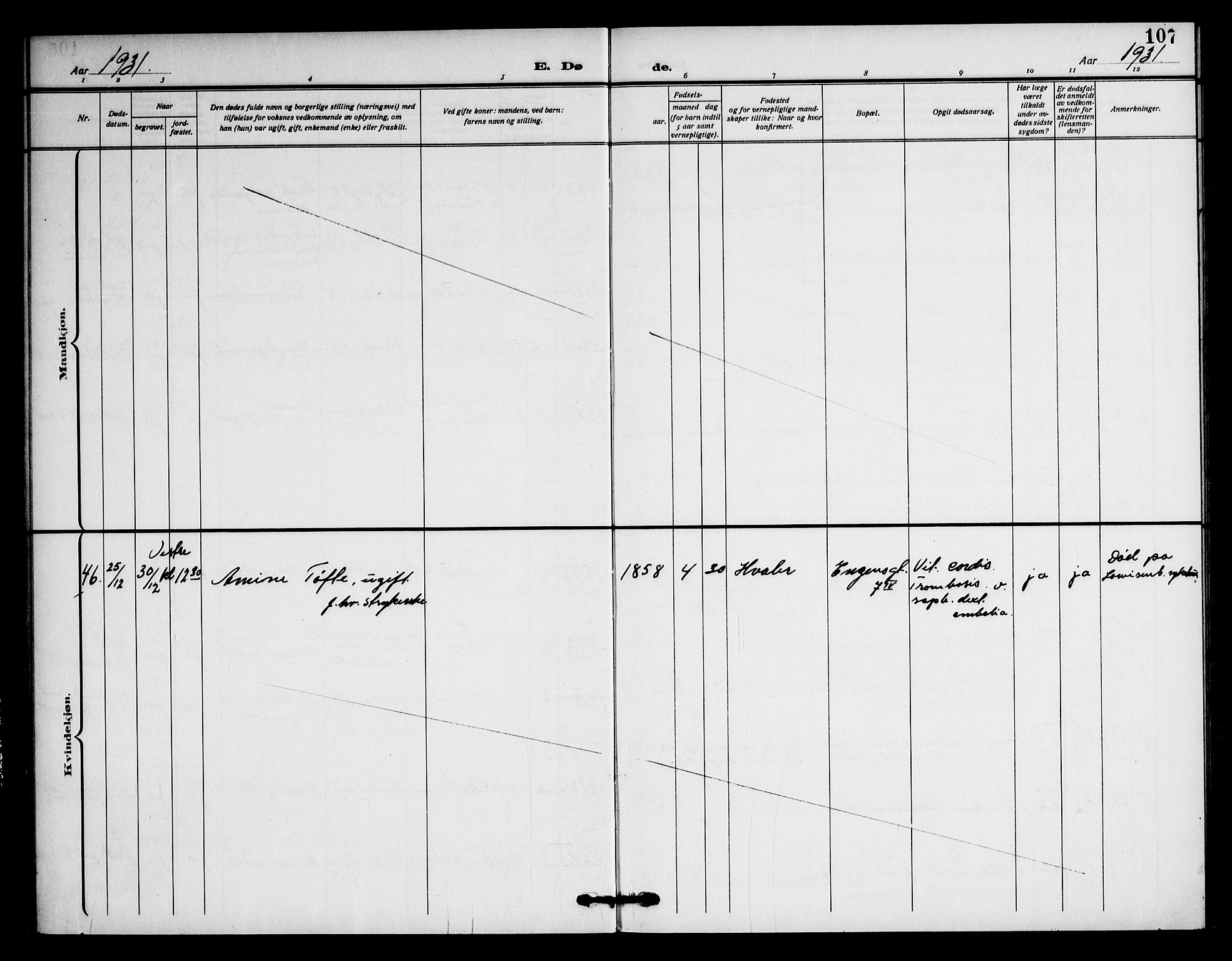 Piperviken prestekontor Kirkebøker, AV/SAO-A-10874/F/L0005: Parish register (official) no. 5, 1911-1949, p. 107