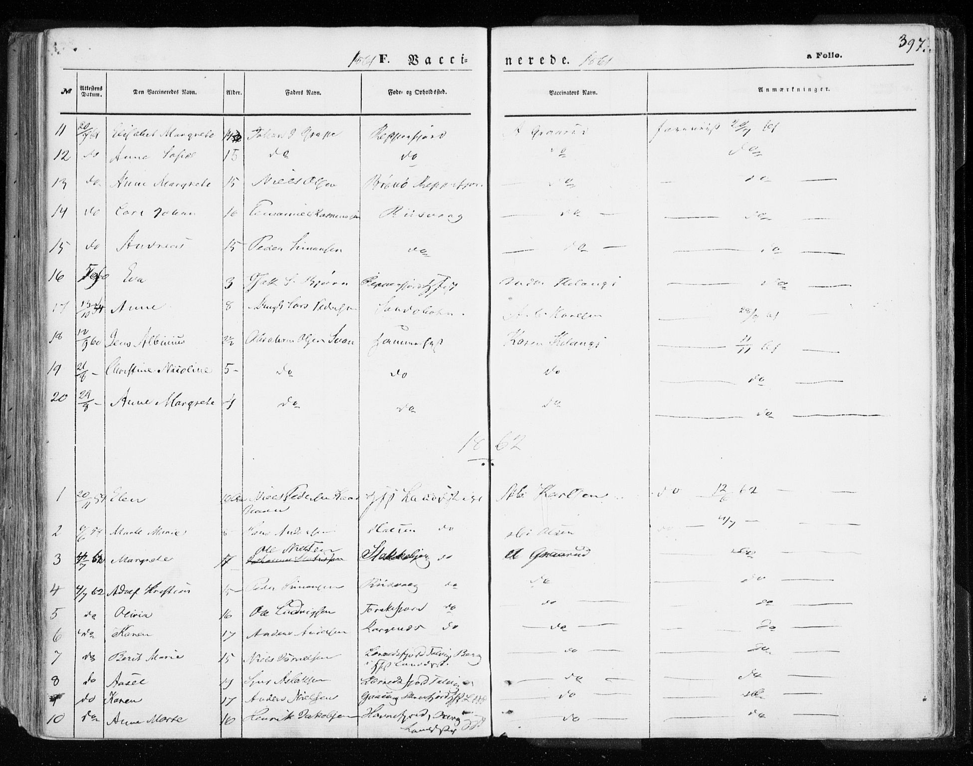 Hammerfest sokneprestkontor, SATØ/S-1347/H/Ha/L0005.kirke: Parish register (official) no. 5, 1857-1869, p. 397