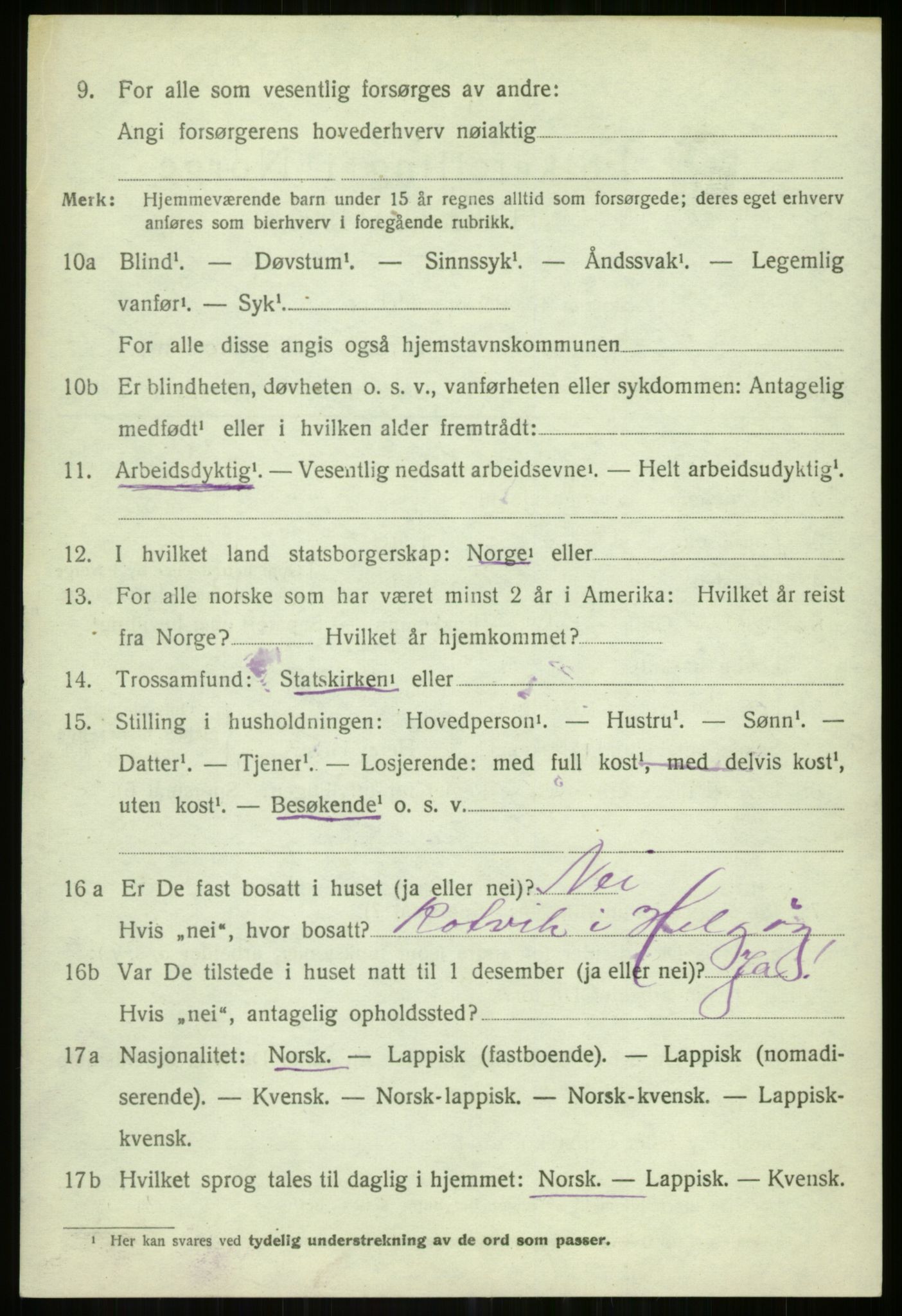 SATØ, 1920 census for Helgøy, 1920, p. 3189