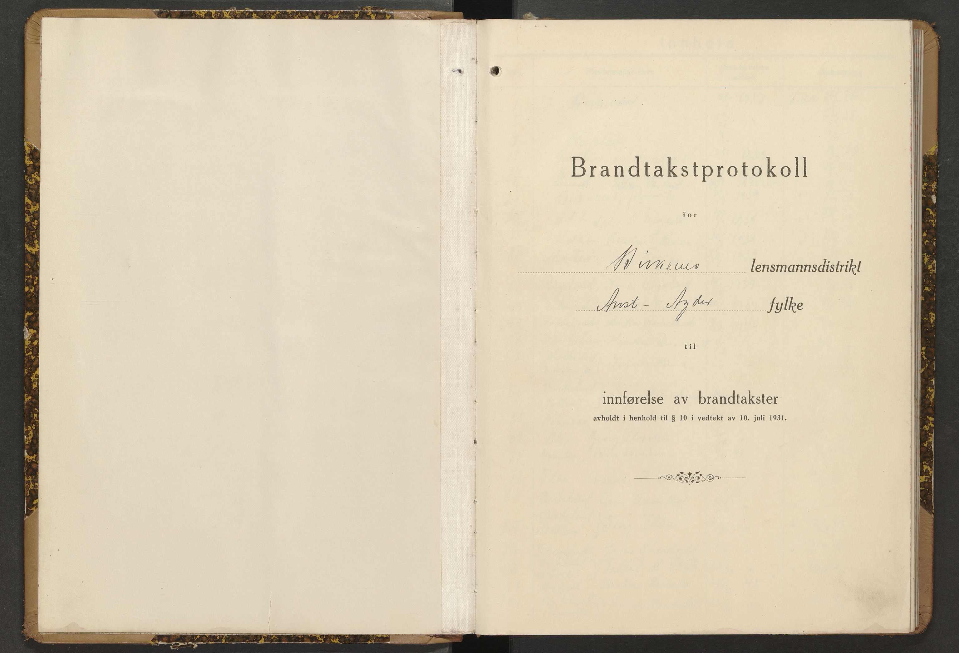 Norges Brannkasse Birkenes, AV/SAK-2241-0005/F/Fa/L0013: Branntakstprotokoll nr. 13 med gårdsnavnregister, 1938-1951