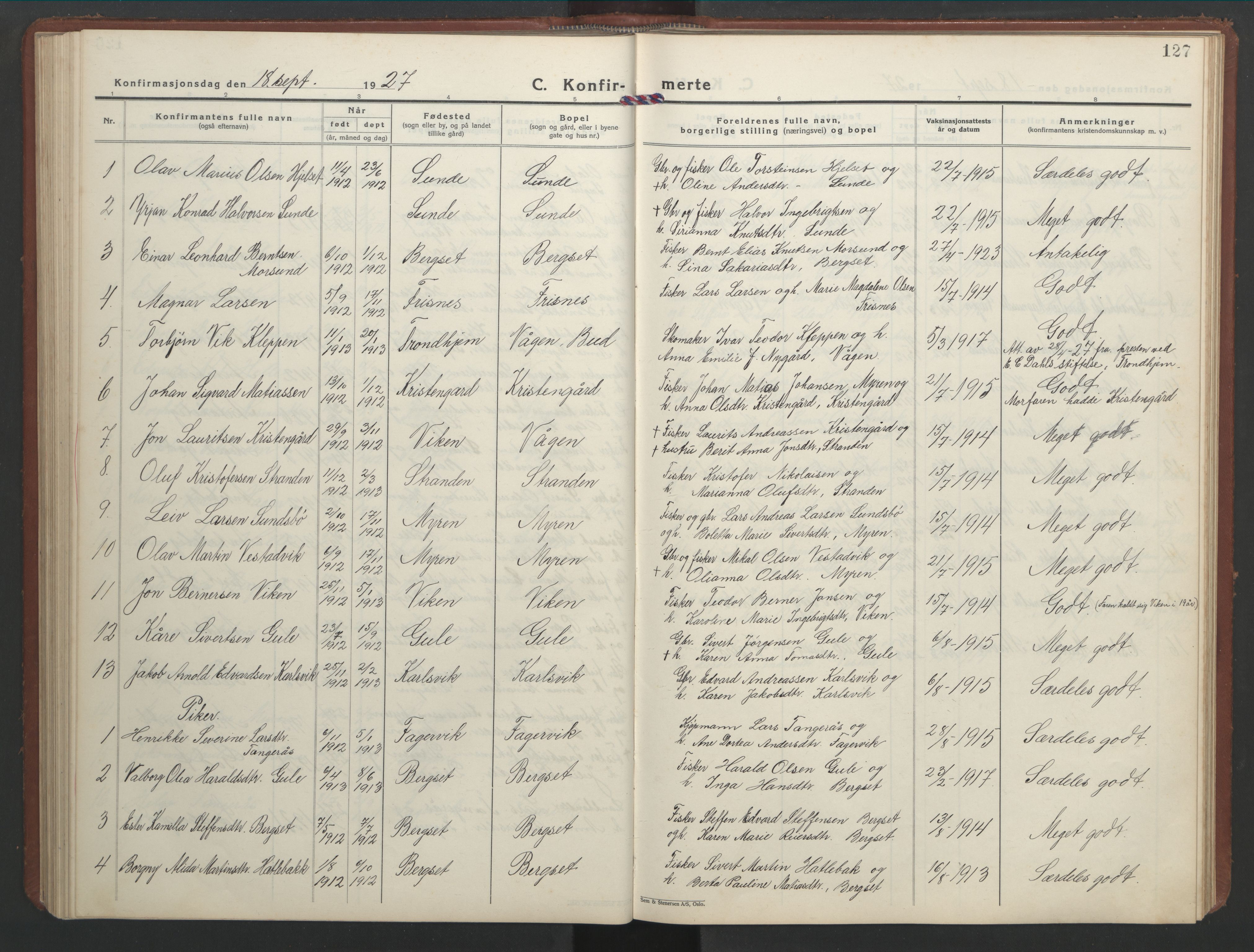 Ministerialprotokoller, klokkerbøker og fødselsregistre - Møre og Romsdal, AV/SAT-A-1454/566/L0775: Parish register (copy) no. 566C04, 1930-1946, p. 127