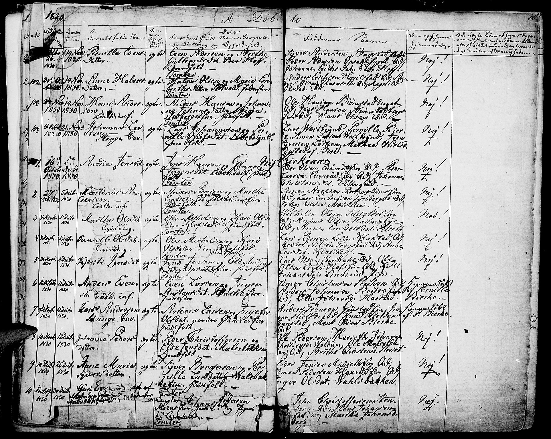 Romedal prestekontor, AV/SAH-PREST-004/K/L0003: Parish register (official) no. 3, 1829-1846, p. 16