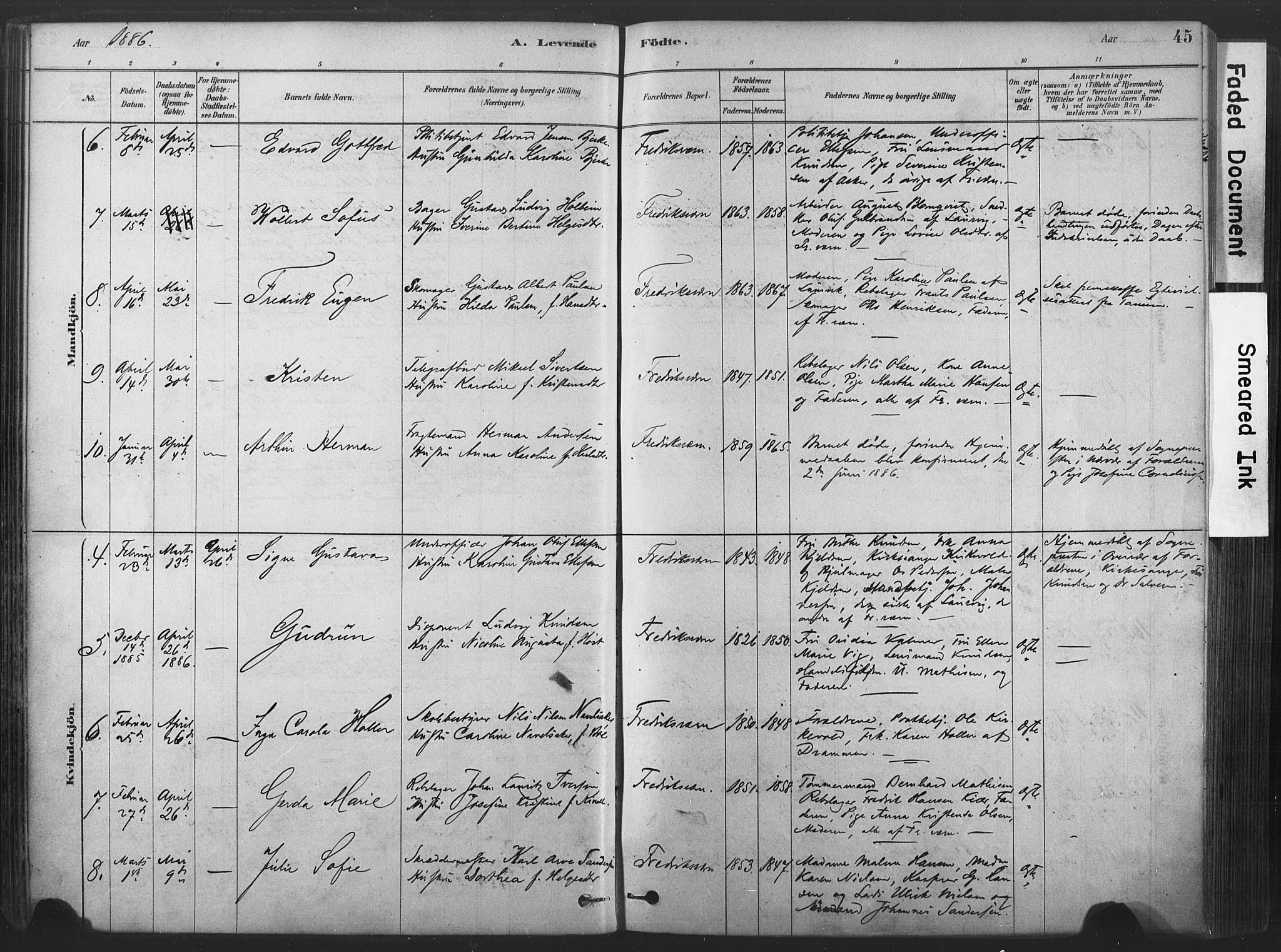 Stavern kirkebøker, SAKO/A-318/F/Fa/L0008: Parish register (official) no. 8, 1878-1905, p. 45