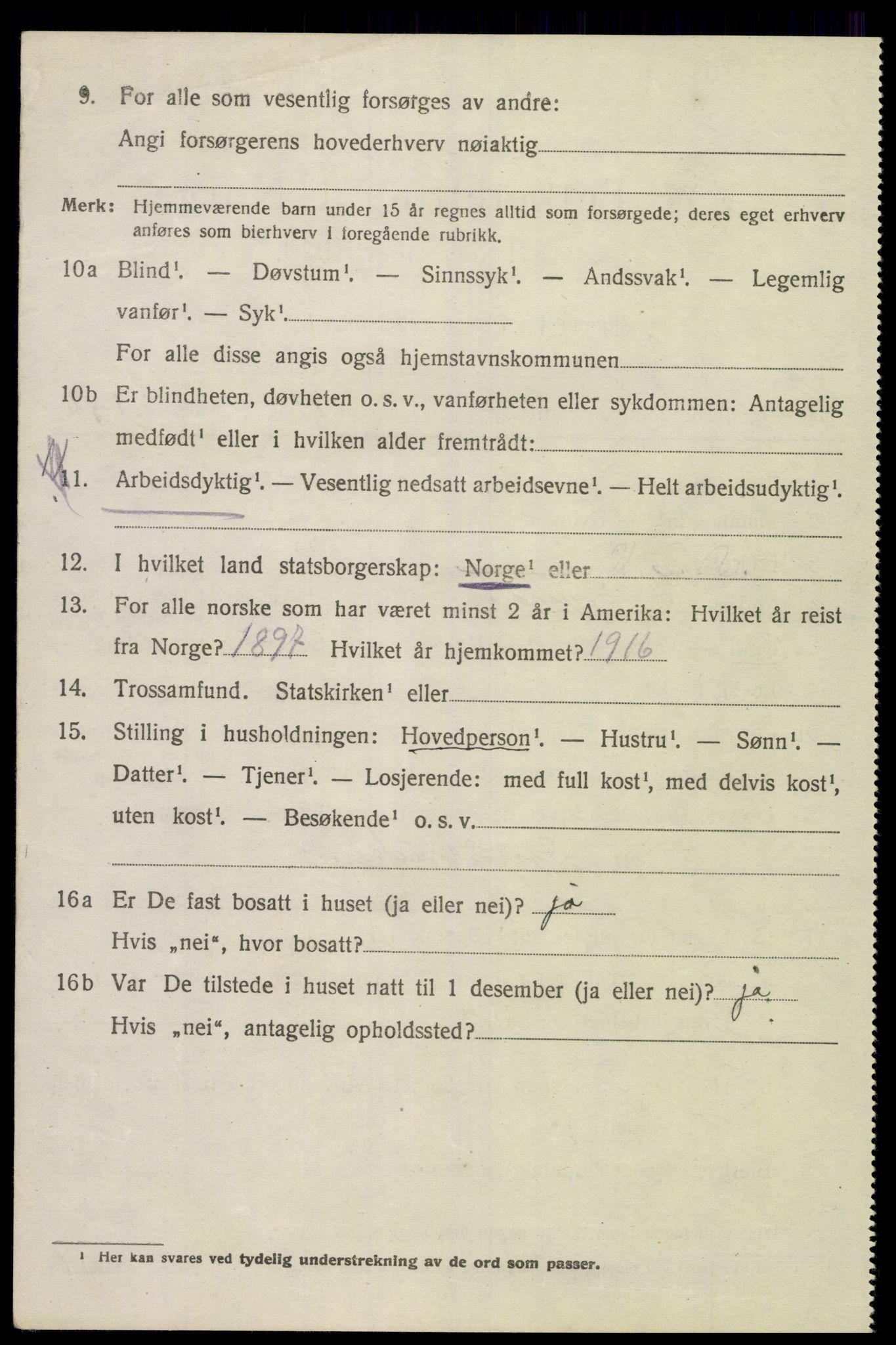 SAK, 1920 census for Lyngdal, 1920, p. 1914