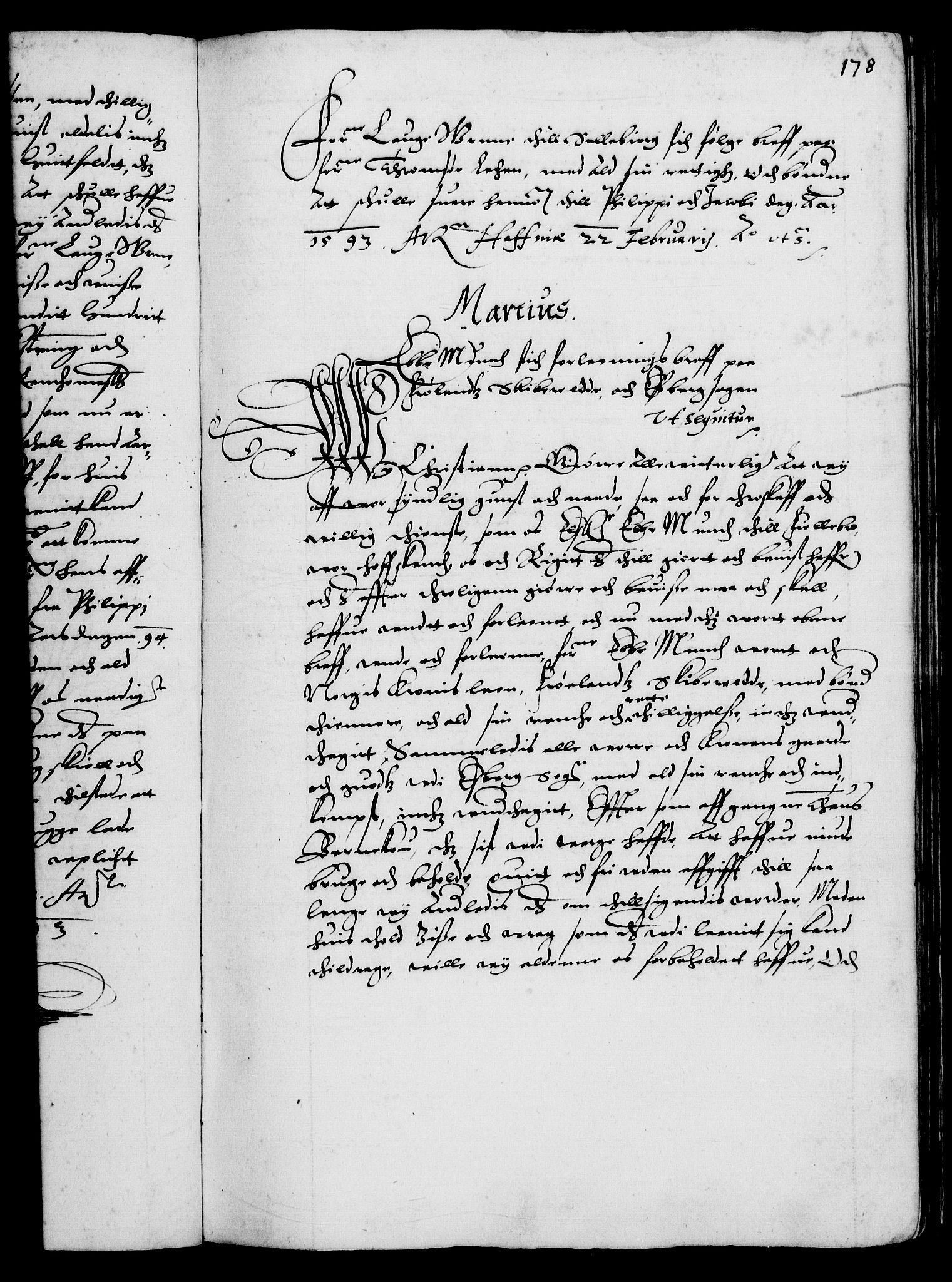Danske Kanselli 1572-1799, RA/EA-3023/F/Fc/Fca/Fcaa/L0002: Norske registre (mikrofilm), 1588-1596, p. 178a