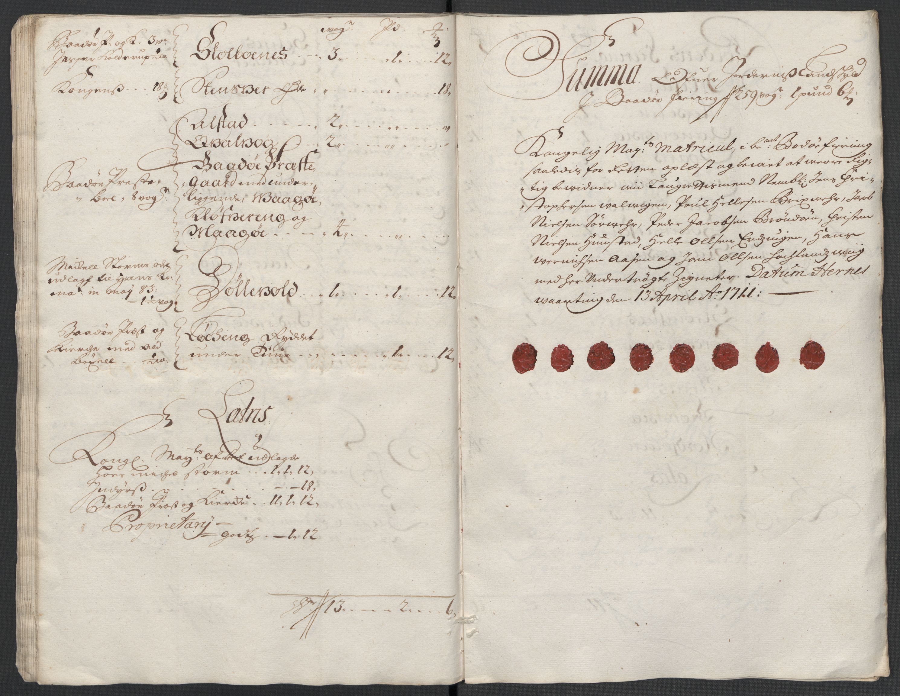 Rentekammeret inntil 1814, Reviderte regnskaper, Fogderegnskap, AV/RA-EA-4092/R66/L4582: Fogderegnskap Salten, 1711-1712, p. 40