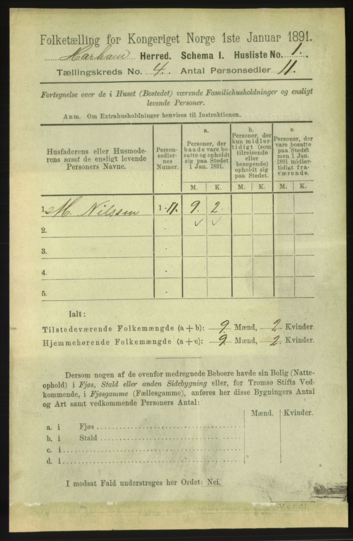 RA, 1891 census for 1534 Haram, 1891, p. 1758