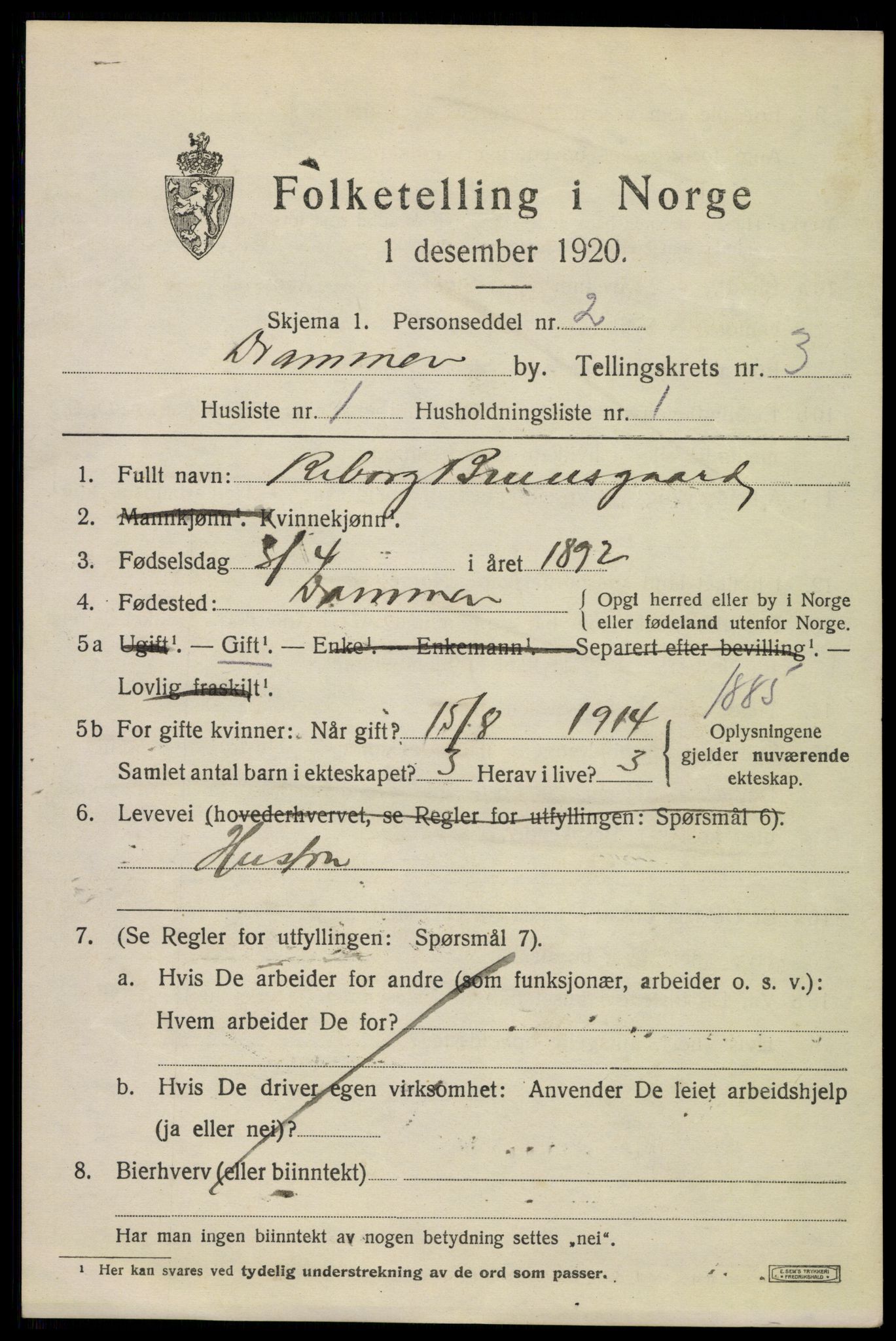 SAKO, 1920 census for Drammen, 1920, p. 29939