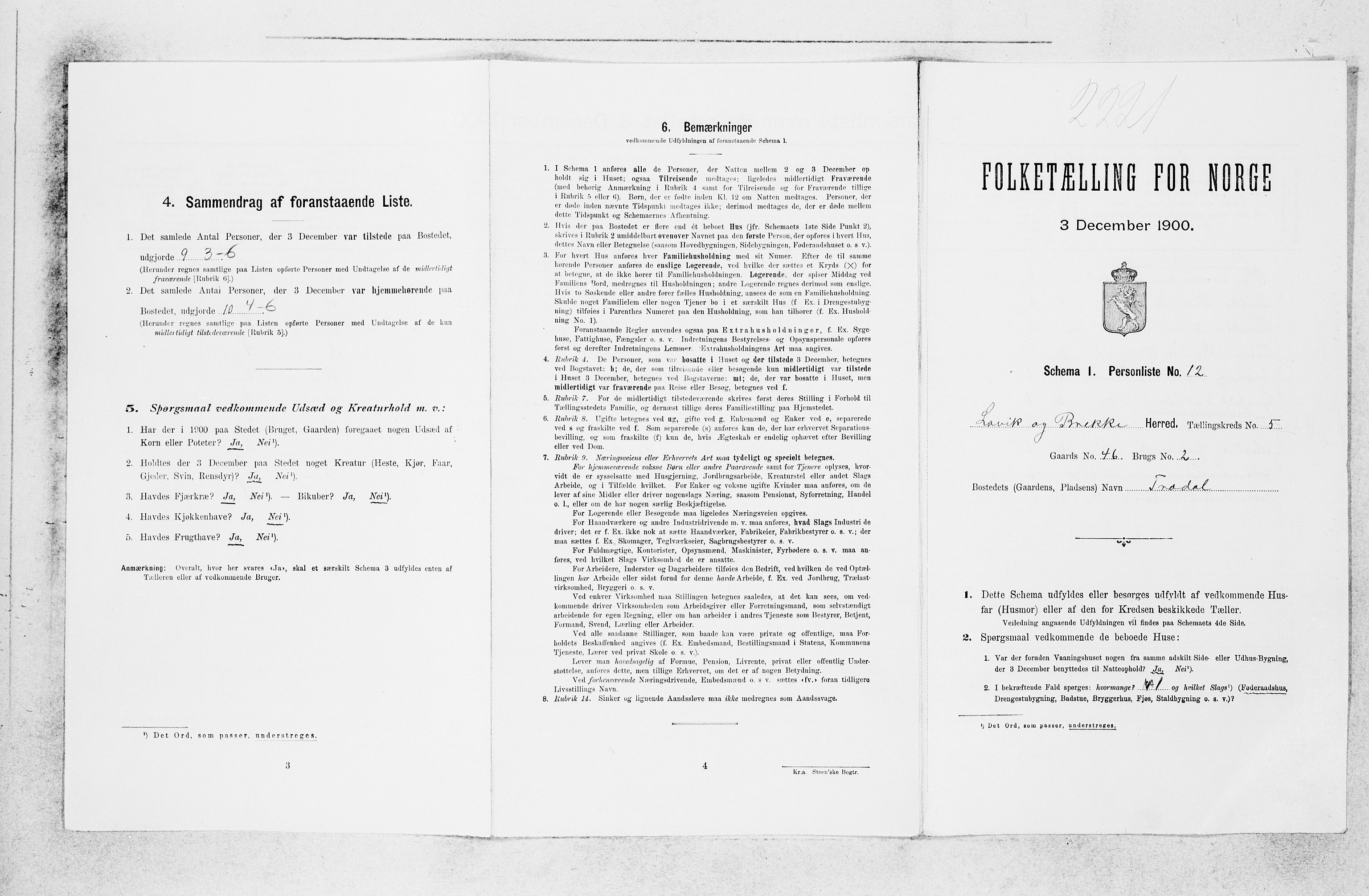 SAB, 1900 census for Lavik og Brekke, 1900, p. 330