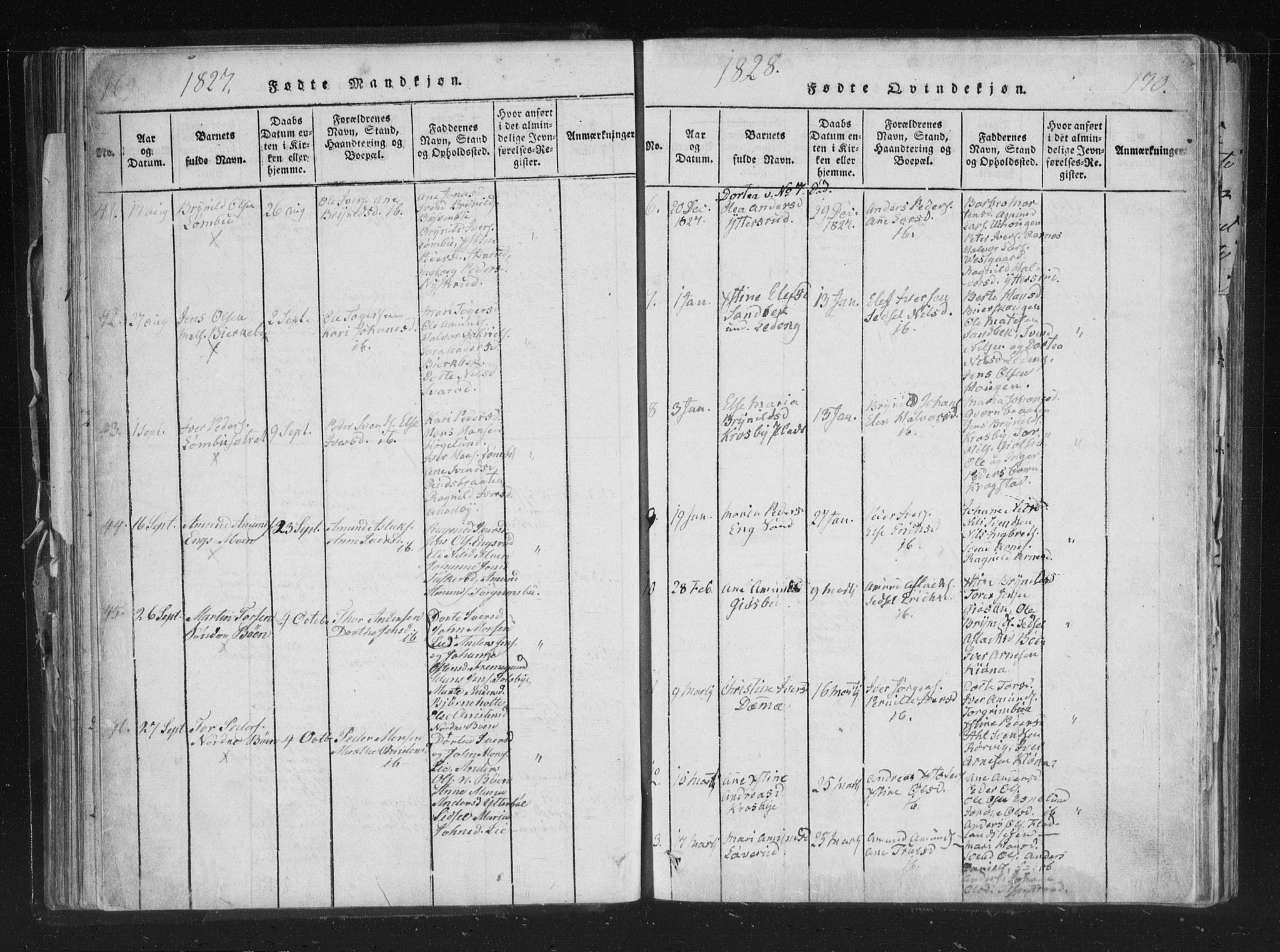 Aremark prestekontor Kirkebøker, AV/SAO-A-10899/F/Fc/L0001: Parish register (official) no. III 1, 1814-1834, p. 169-170